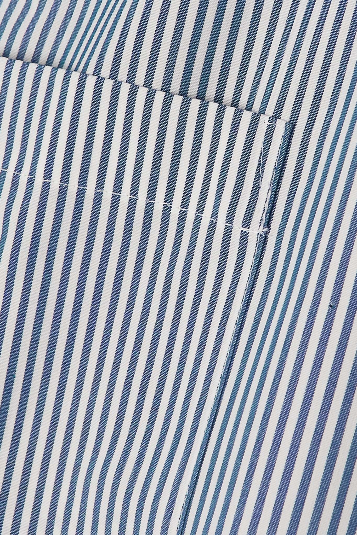 sacai striped panelled cotton shirt - Blue