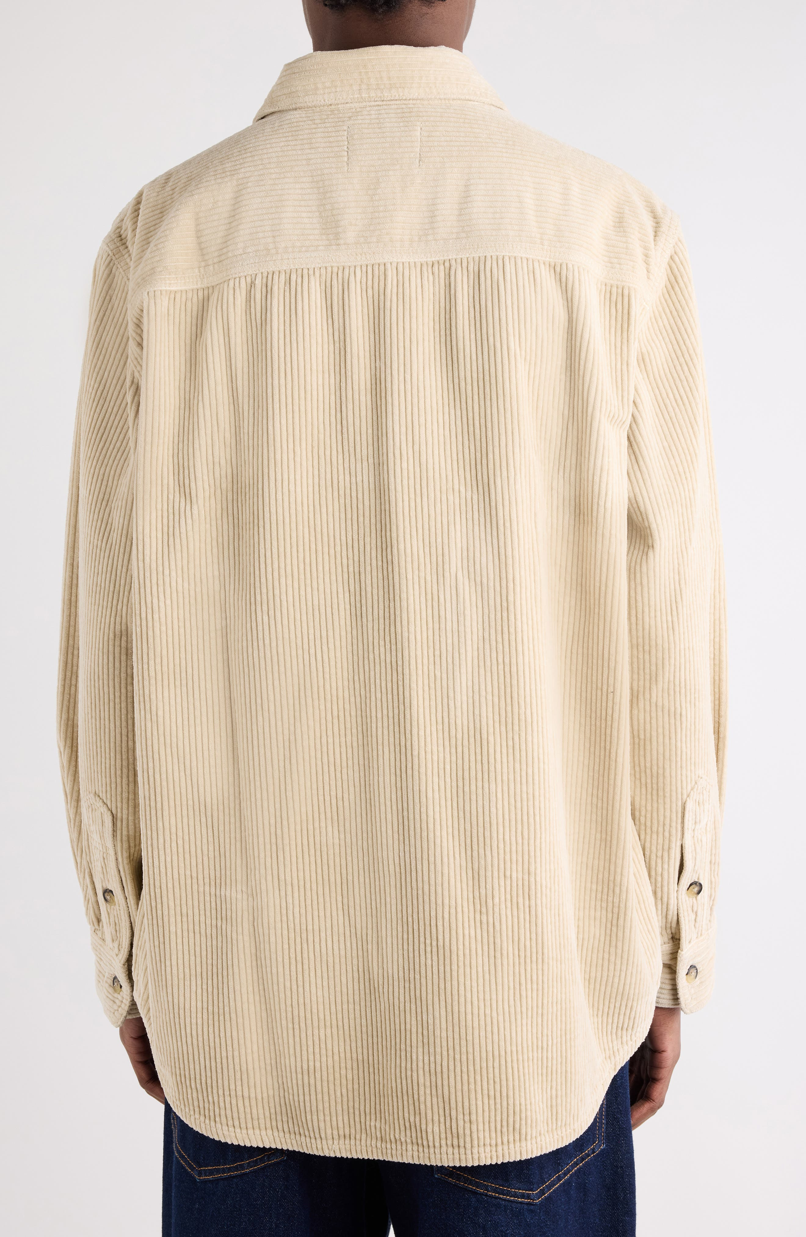 Isabel Marant Nario Cotton Corduroy Button-Up Overshirt in Ecru at Nordstrom - 3