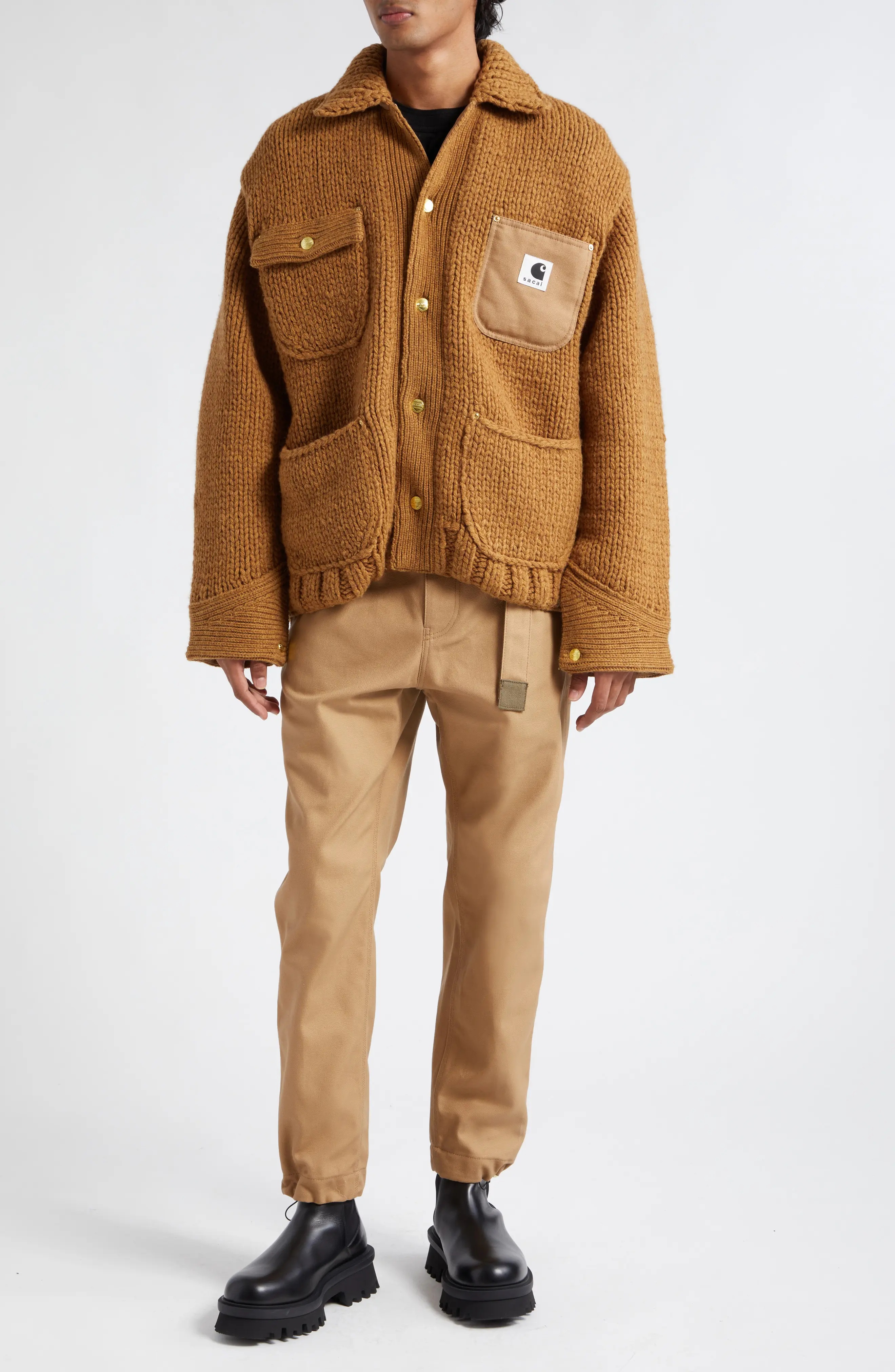 Carhartt WIP Logo Patch Wool Blend Knit Jacket - 2