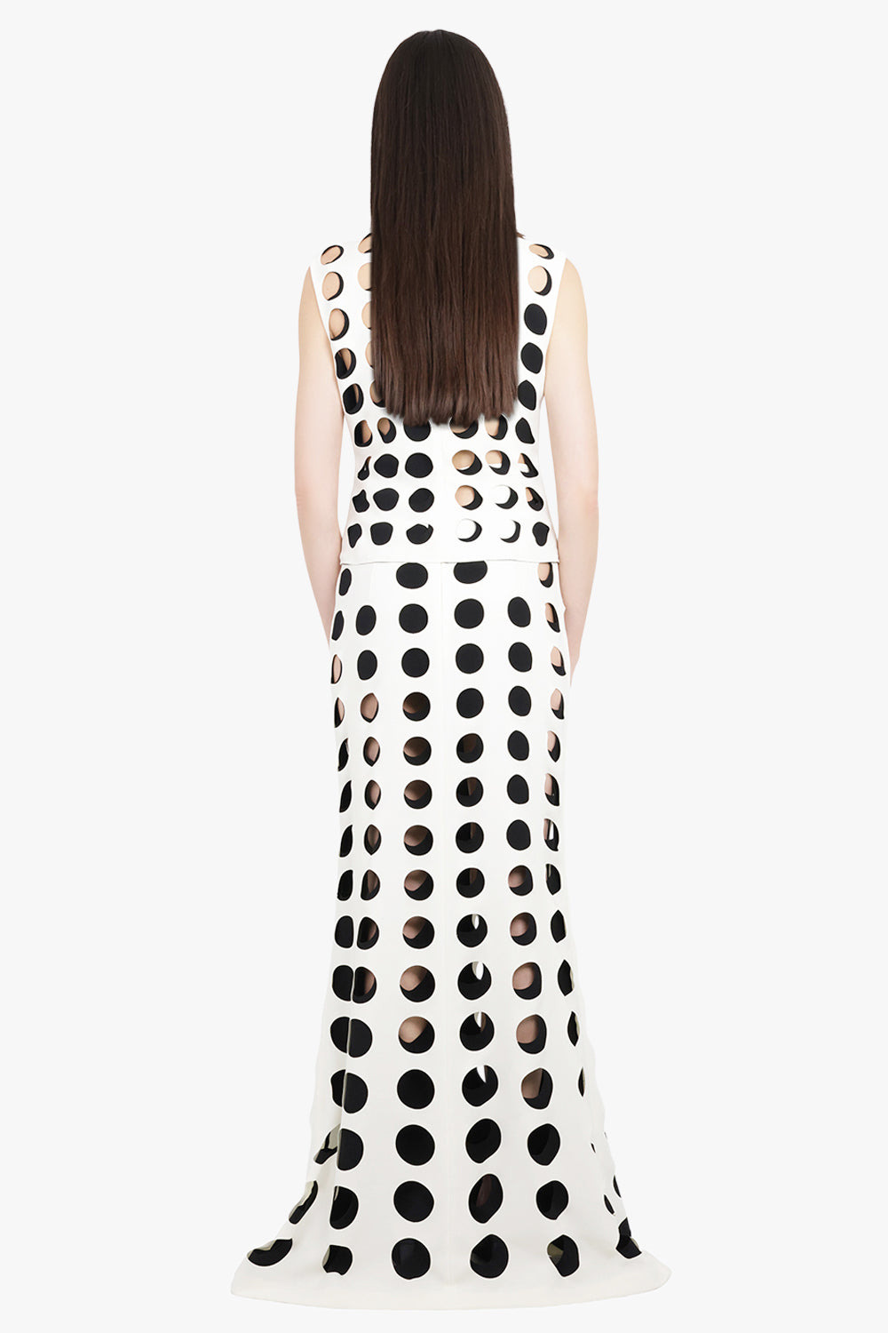 LAYERED HOLE DETAIL S/LESS TOP | WHITE/BLACK - 5
