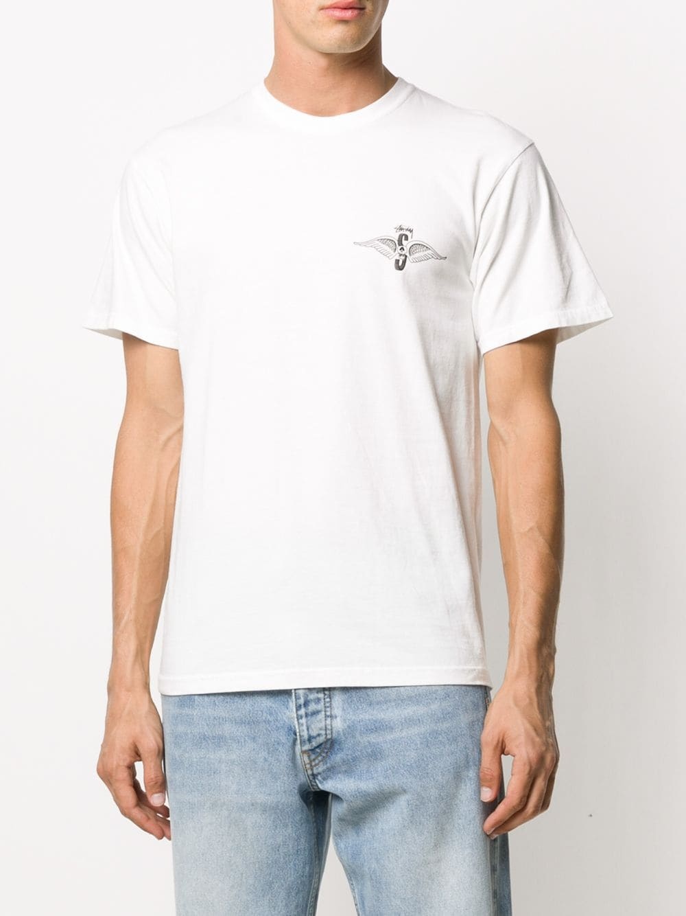 wings-print crew-neck T-Shirt  - 3