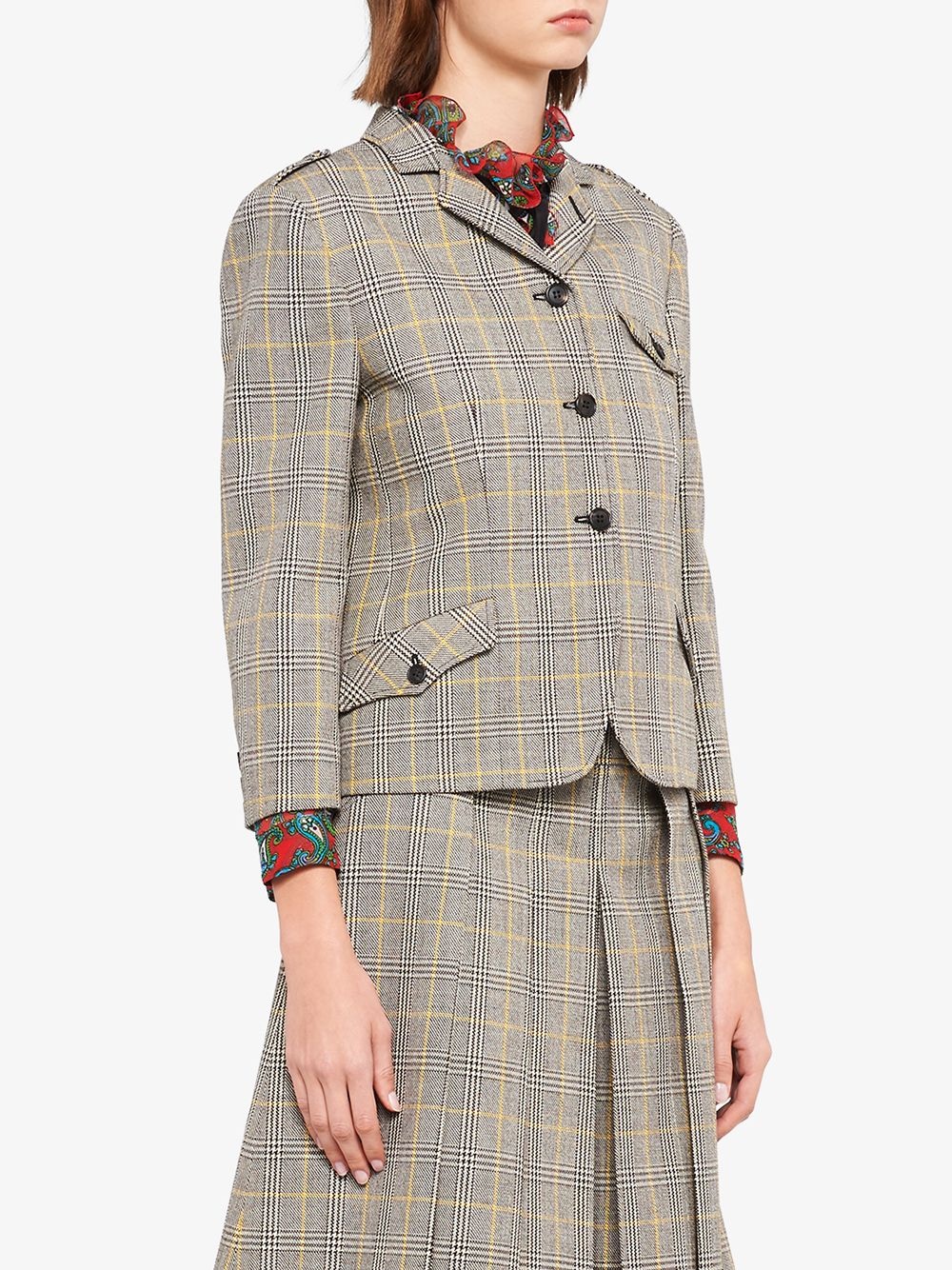 plaid single-breasted jacket - 3