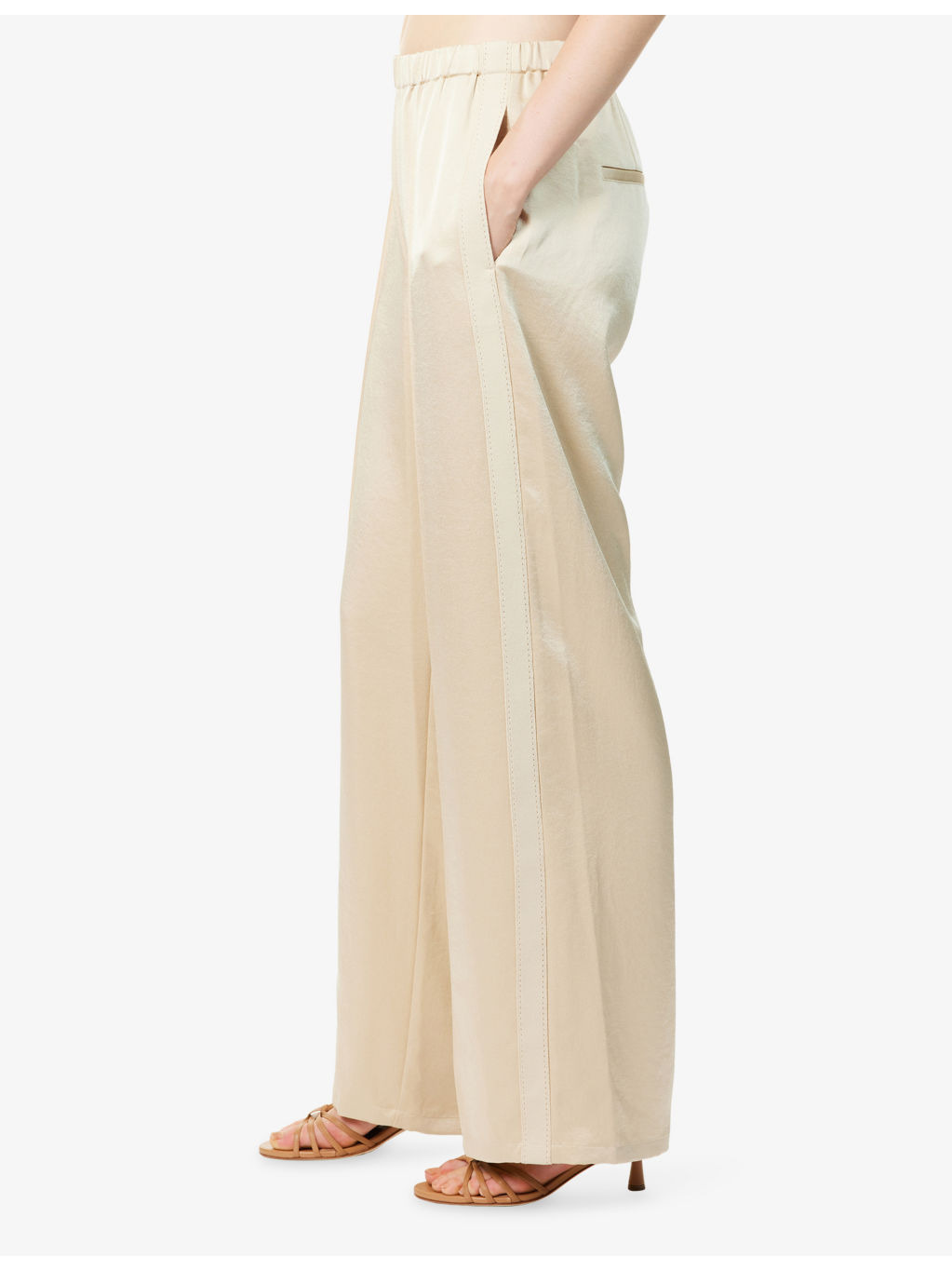 Drawstring Wide-Leg Woven Trousers - 3
