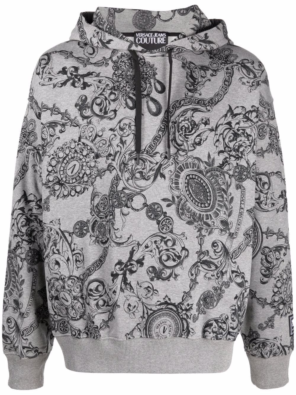 baroque-print cotton hoodie - 1