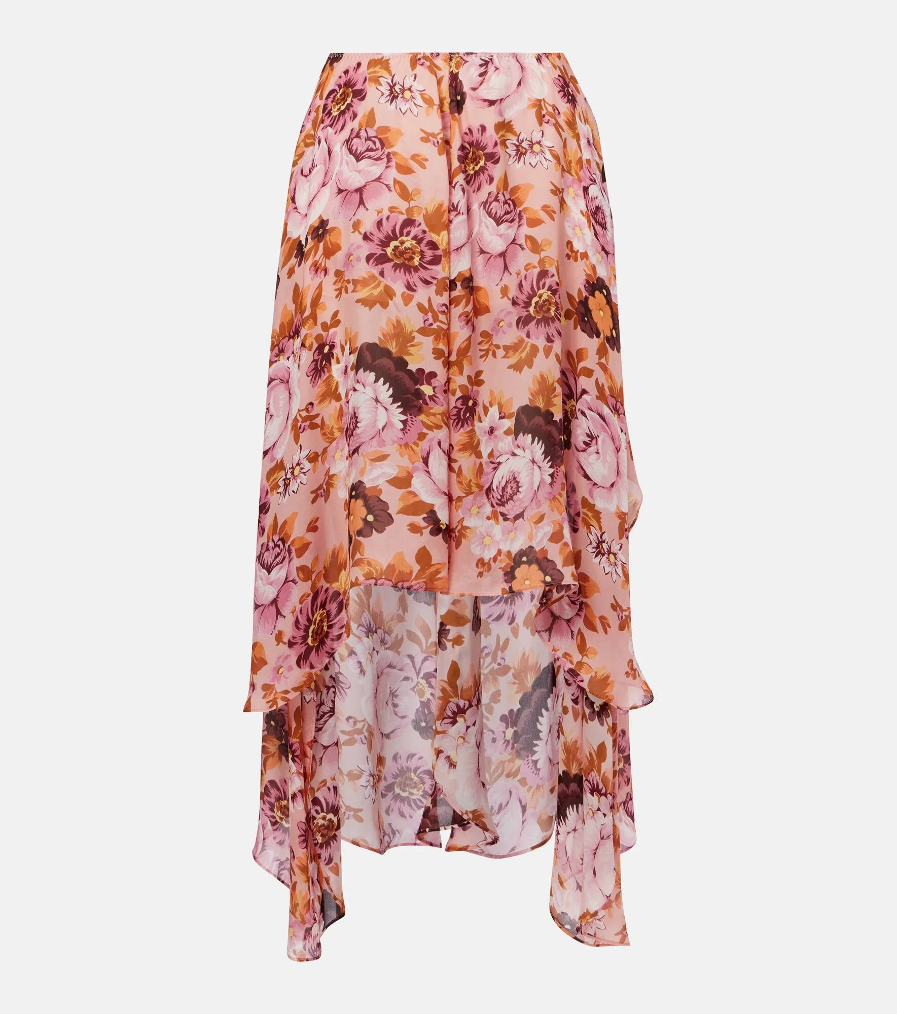 Draped floral silk midi skirt - 1