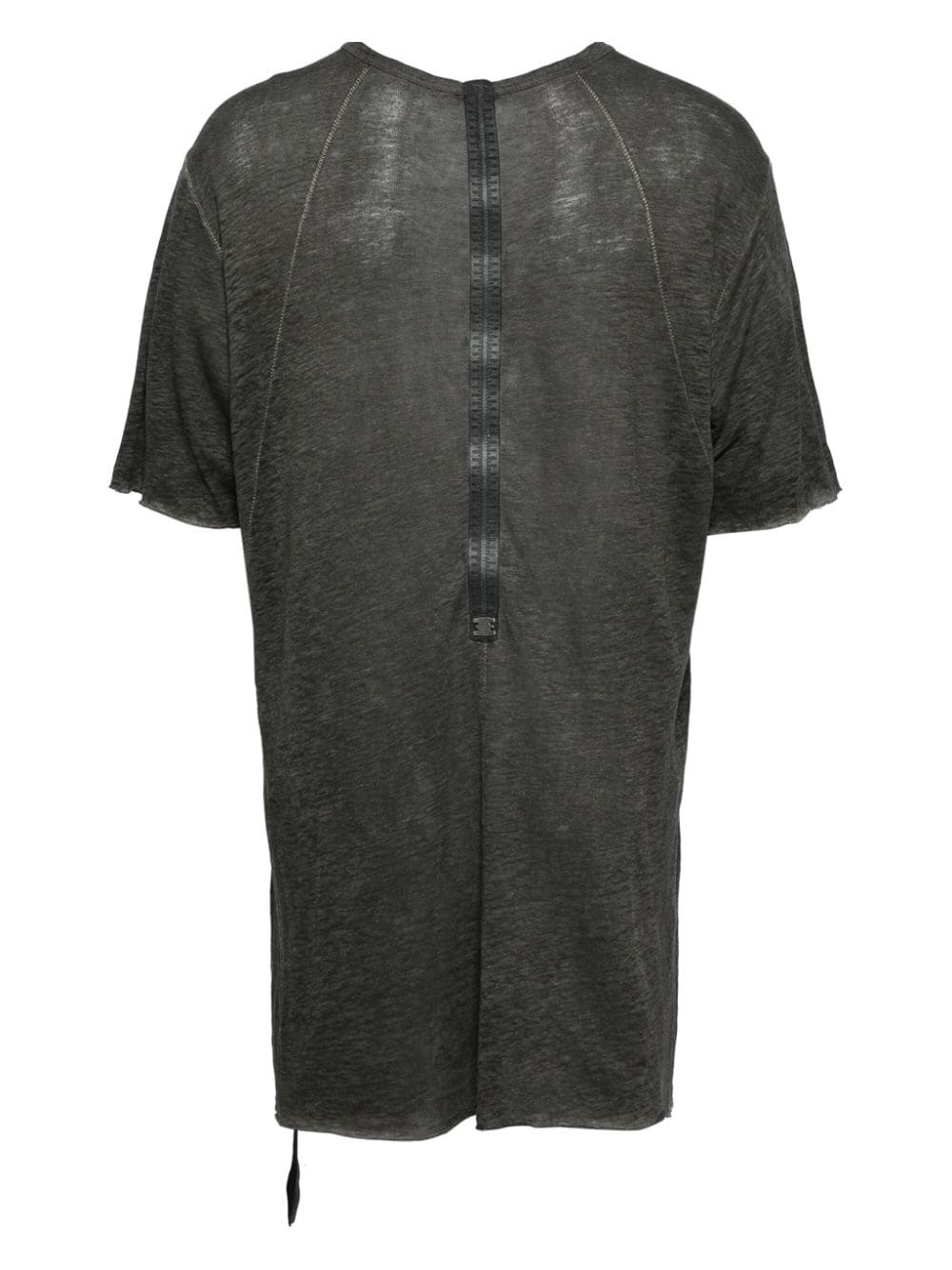 zip-detailing linen T-shirt - 2