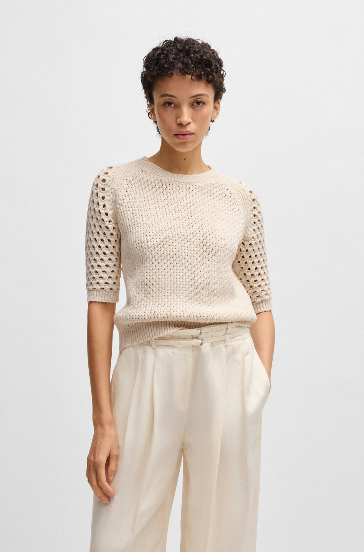 SWEATER WITH MIXED KNITS - 2