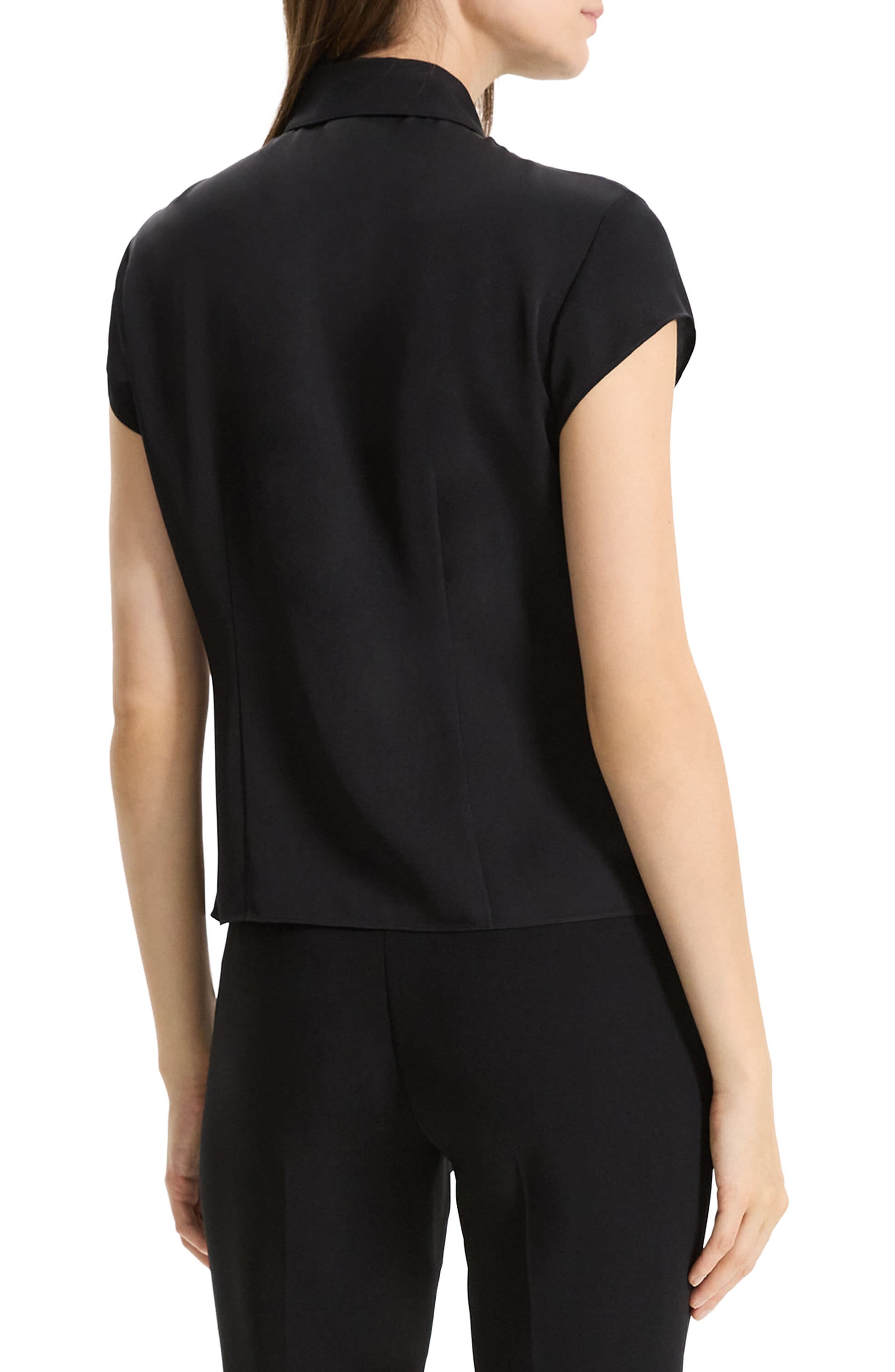 Theory Cap Sleeve Silk Shirt in Blk at Nordstrom - 2