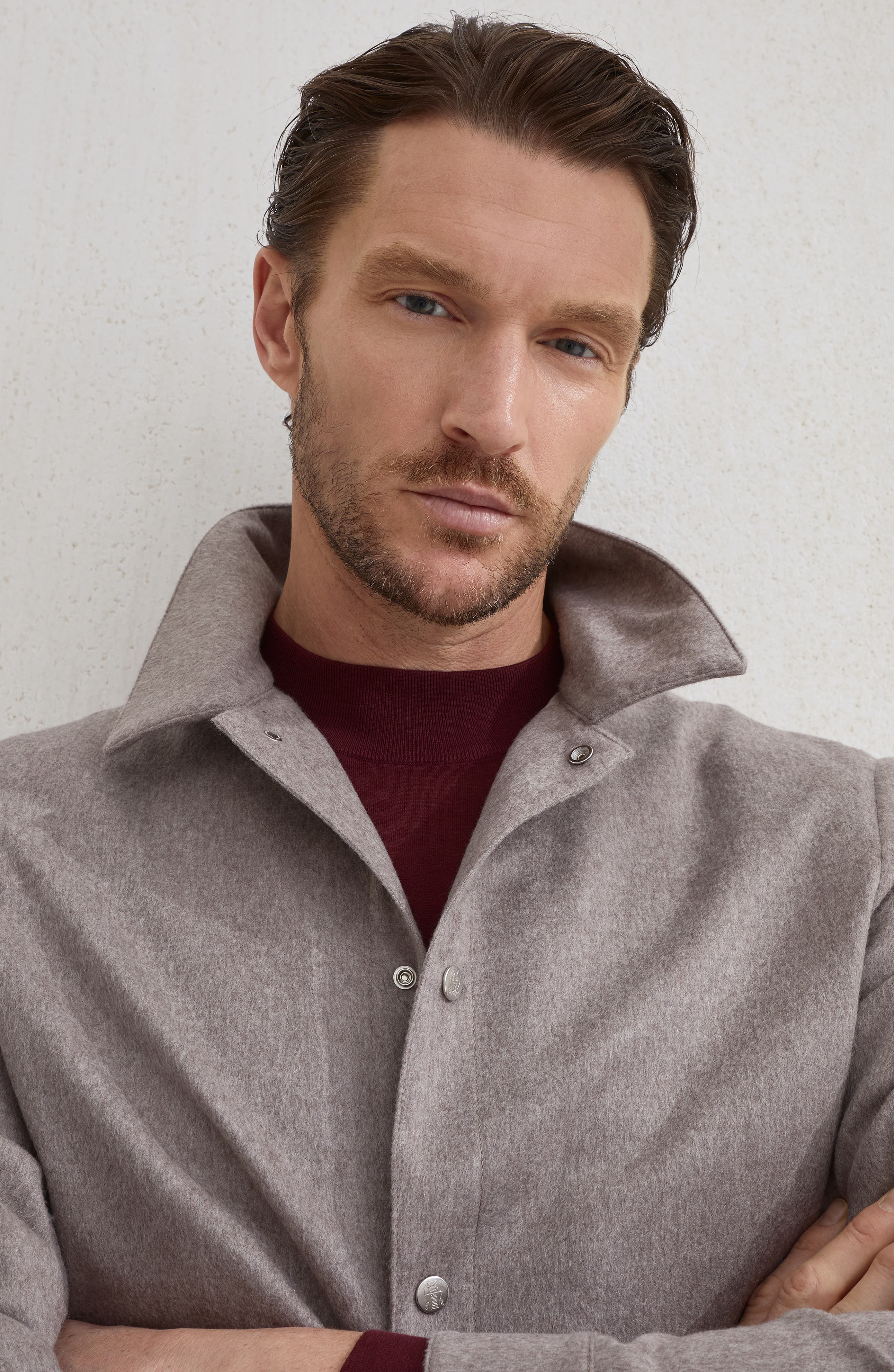 Brunello Cucinelli Shirt-style outerwear jacket in Bark at Nordstrom - 4