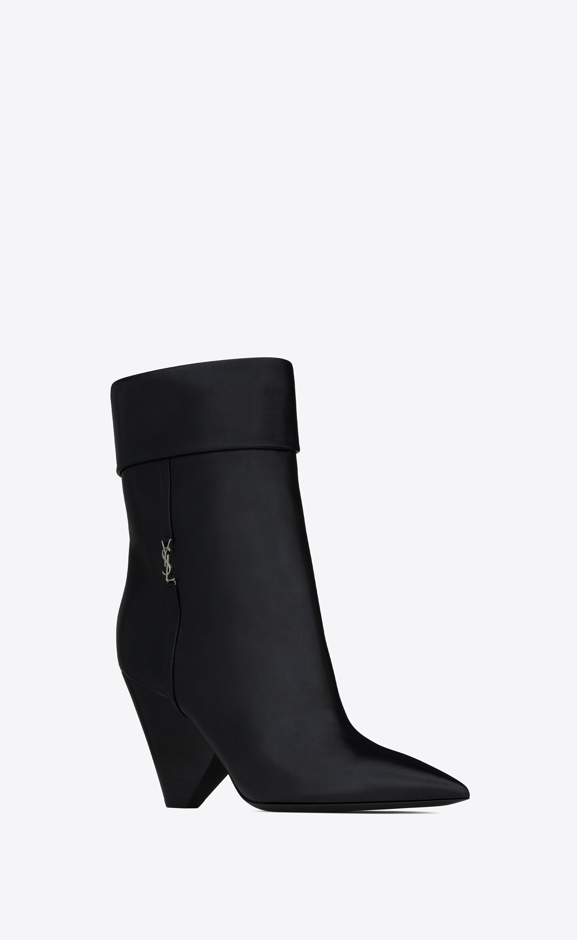 Black Niki 85 YSL-logo leather ankle boots