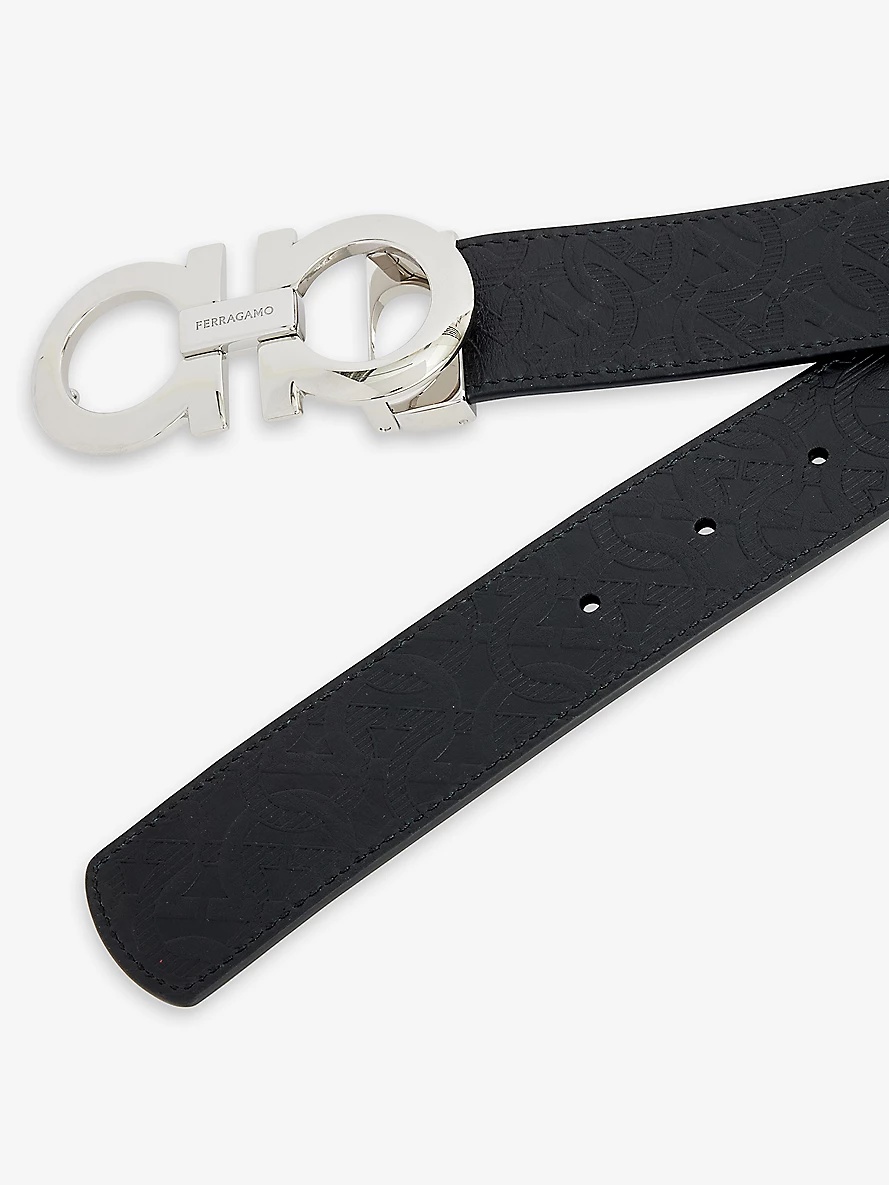 Brand-plaque leather belt - 2