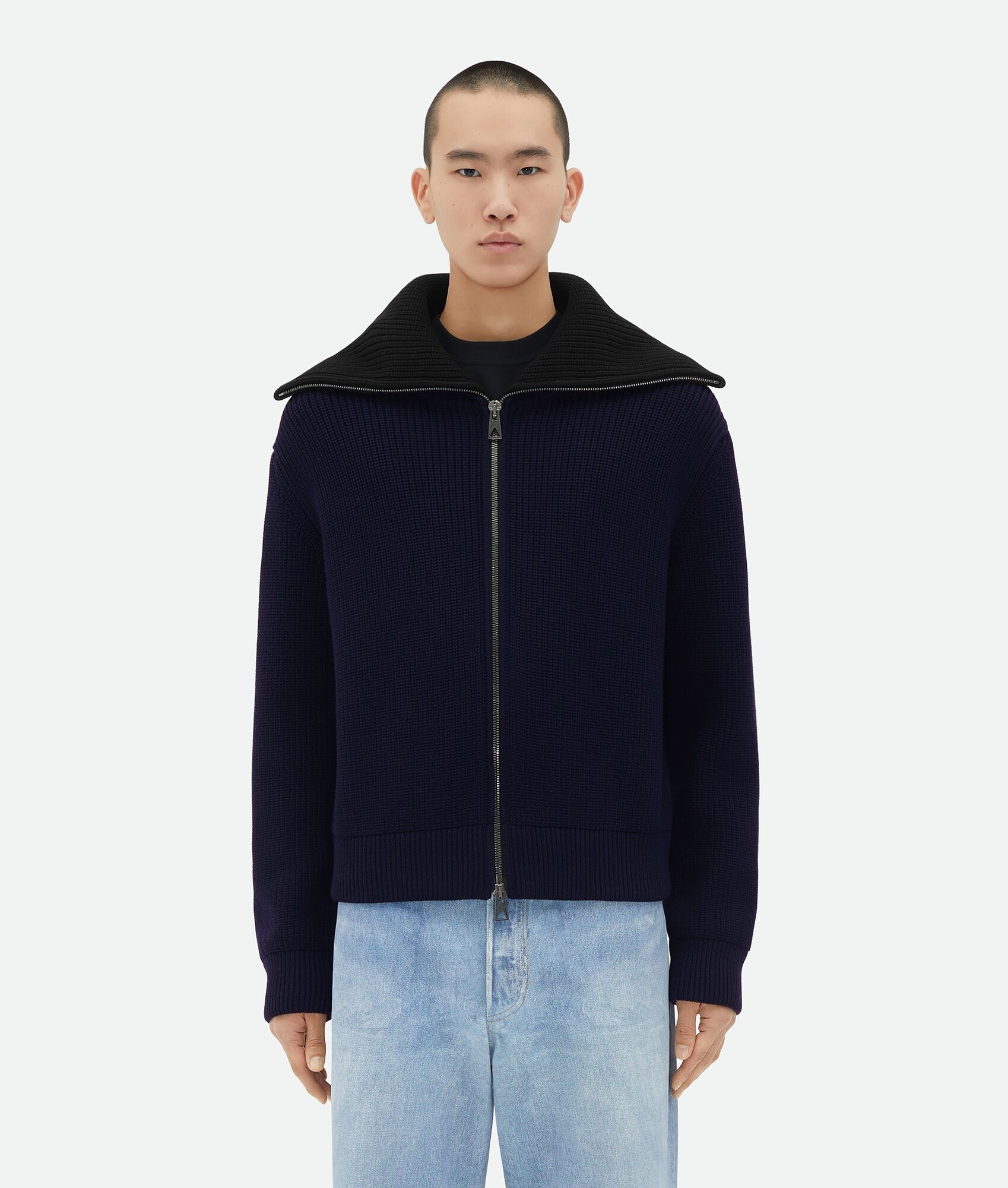 Heavy Wool Ribbed Cardigan - 1