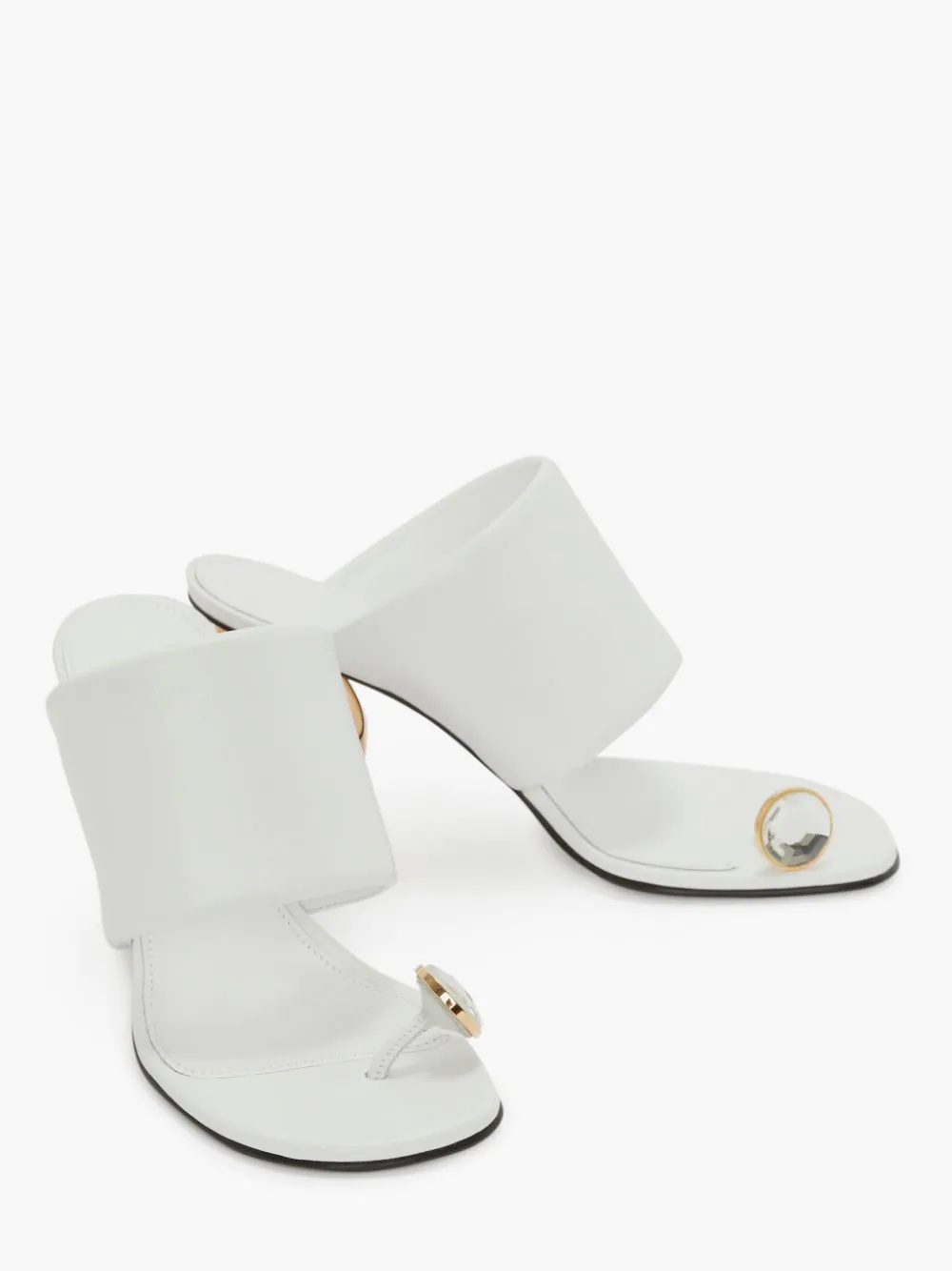LEATHER DIAMOND CHAIN HEEL SANDAL - 2