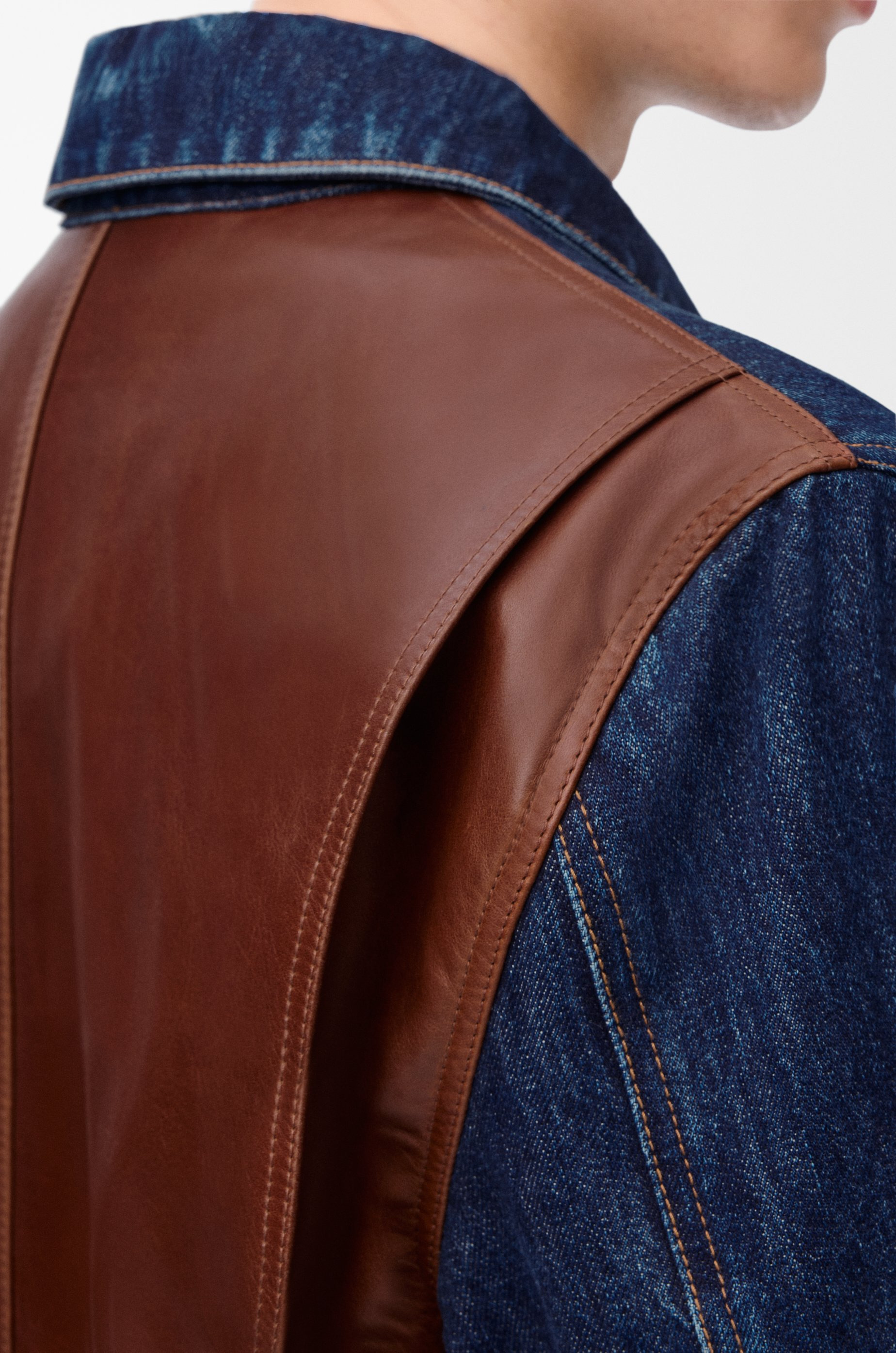 Hybrid jacket in denim and nappa calfskin - 5