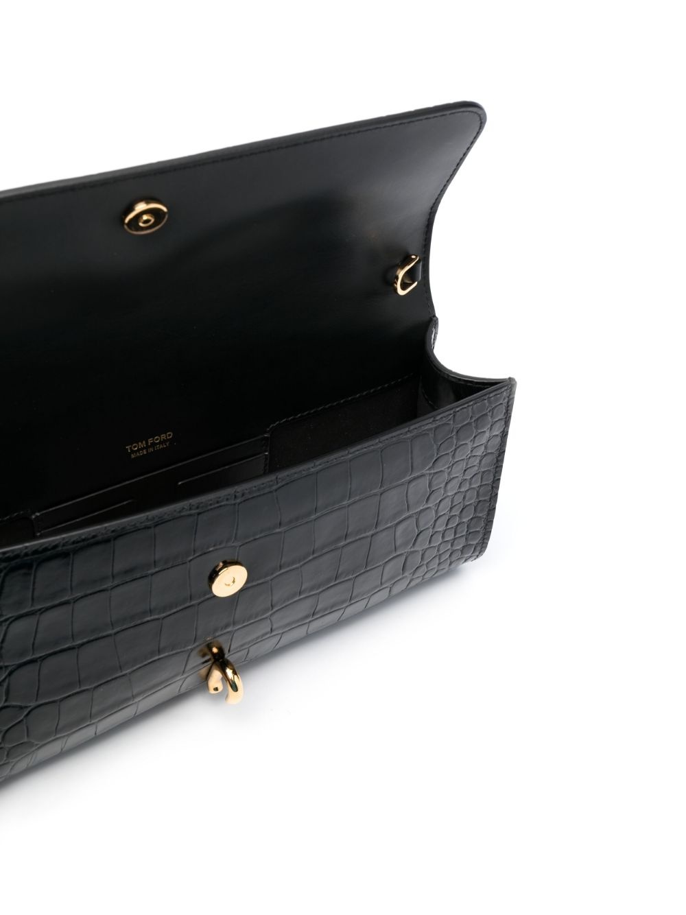 embossed-crocodile effect leather clutch - 5