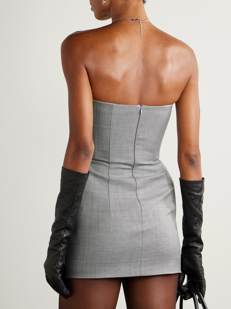 Strapless Draped Grain De Poudre Wool-blend Mini Dress 3