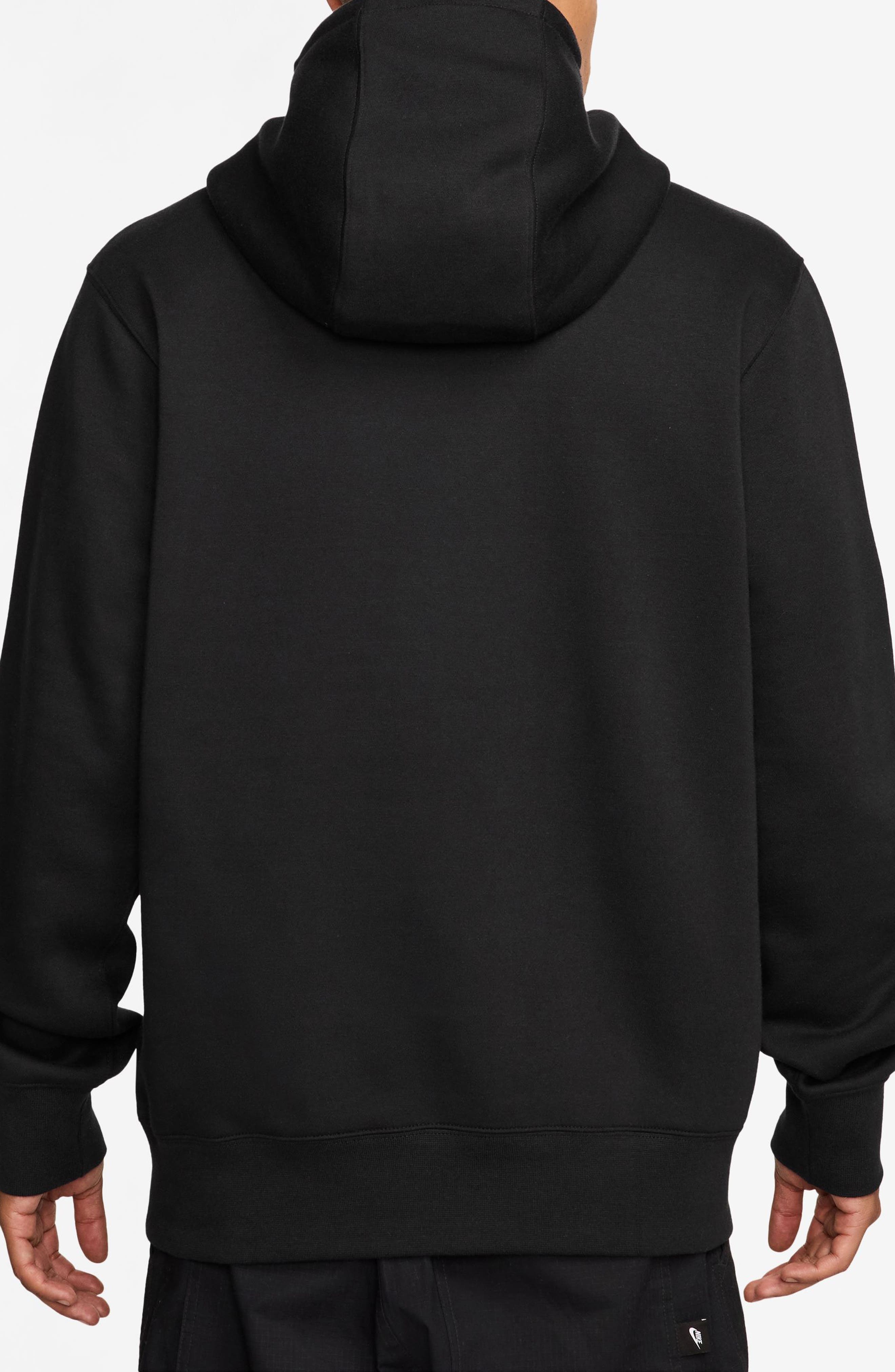 Nike Club Fleece Pullover Hoodie in Black/White at Nordstrom - 2