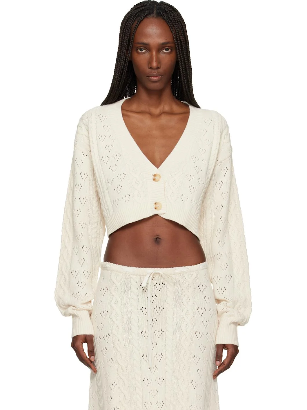Off-White Noah Wool Cable Crop Cardigan - 1