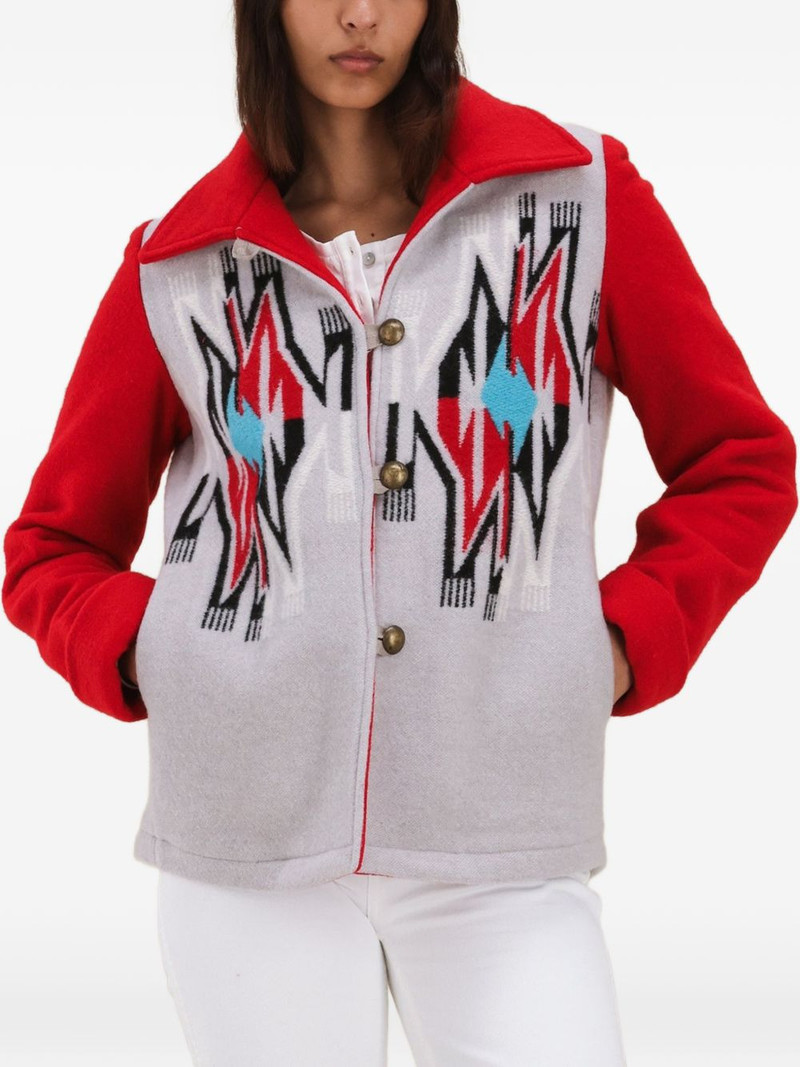 patterned button-fastening jacket 4