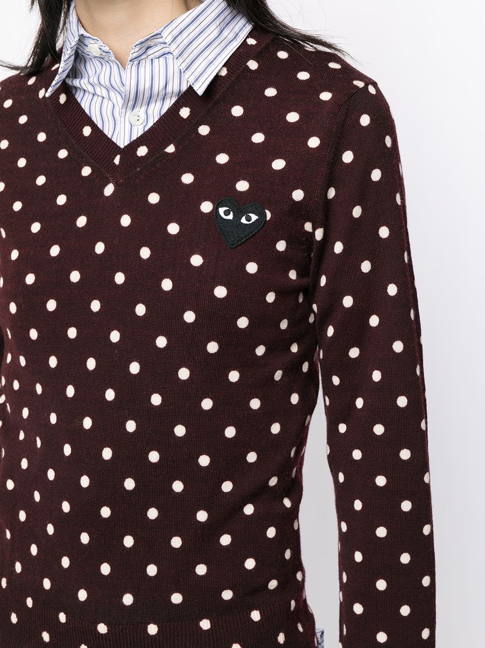 polka dot-print V-neck jumper - 5