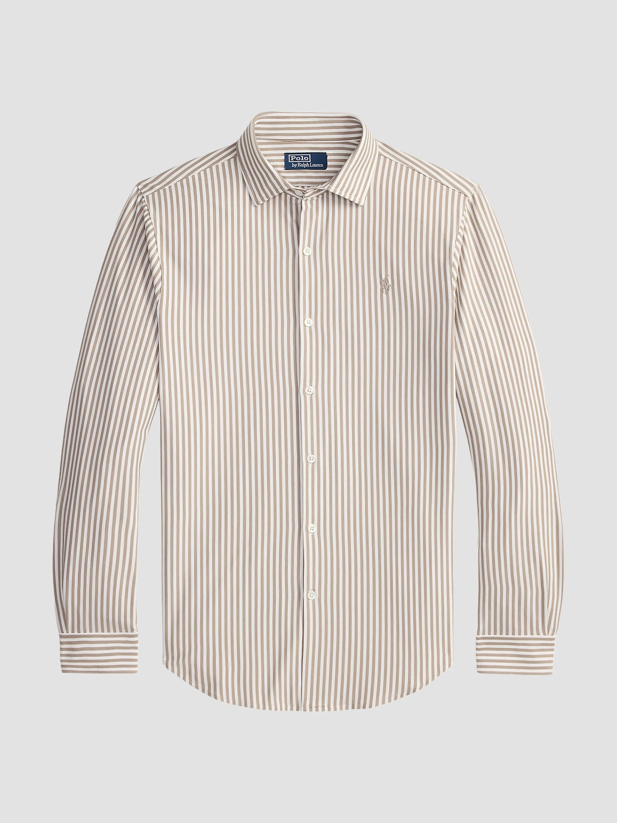 Men's Classic-Fit Seersucker Oxford Shirt - Taupe White - 1