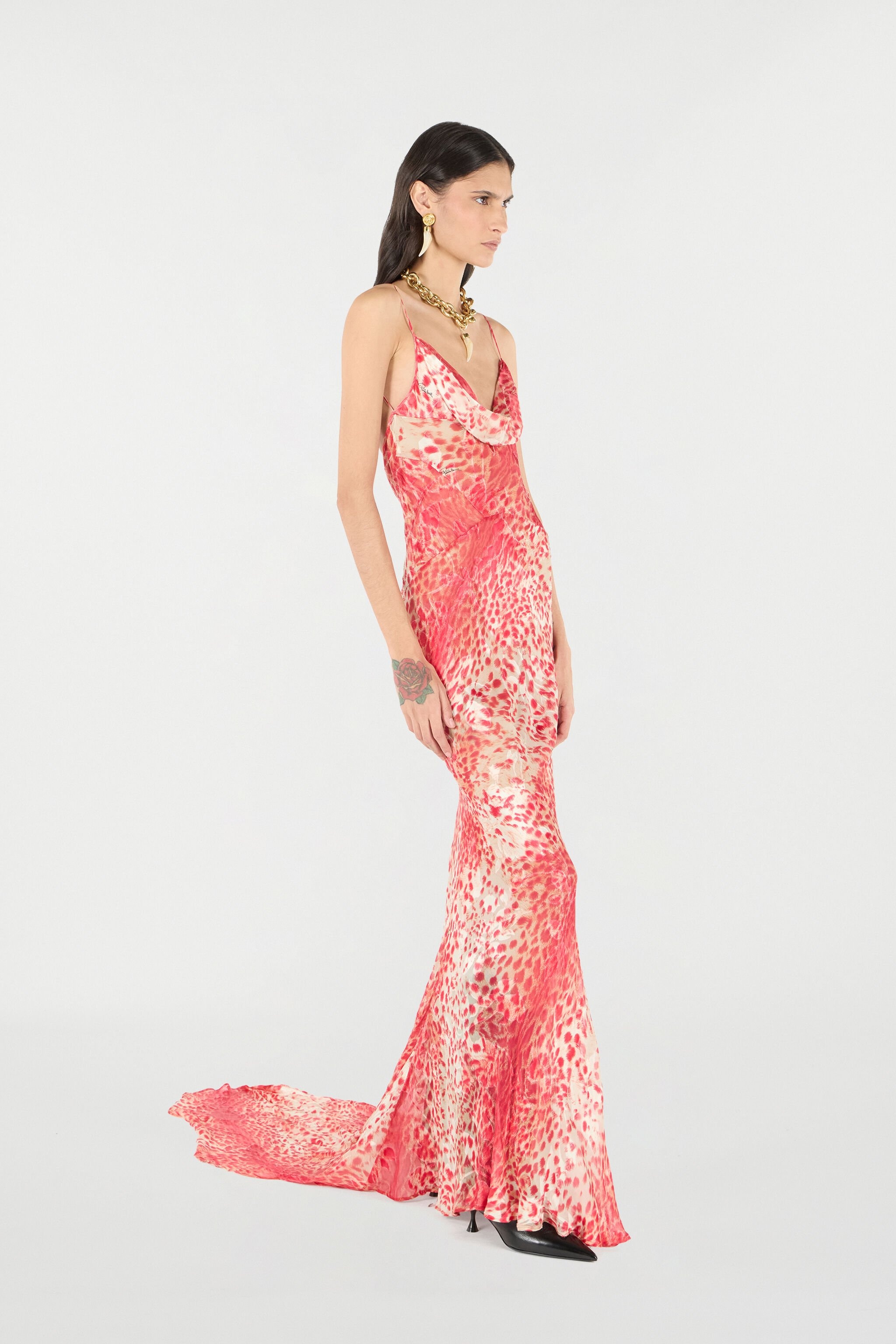 Long Dress With Jaguar Skin Print - 3