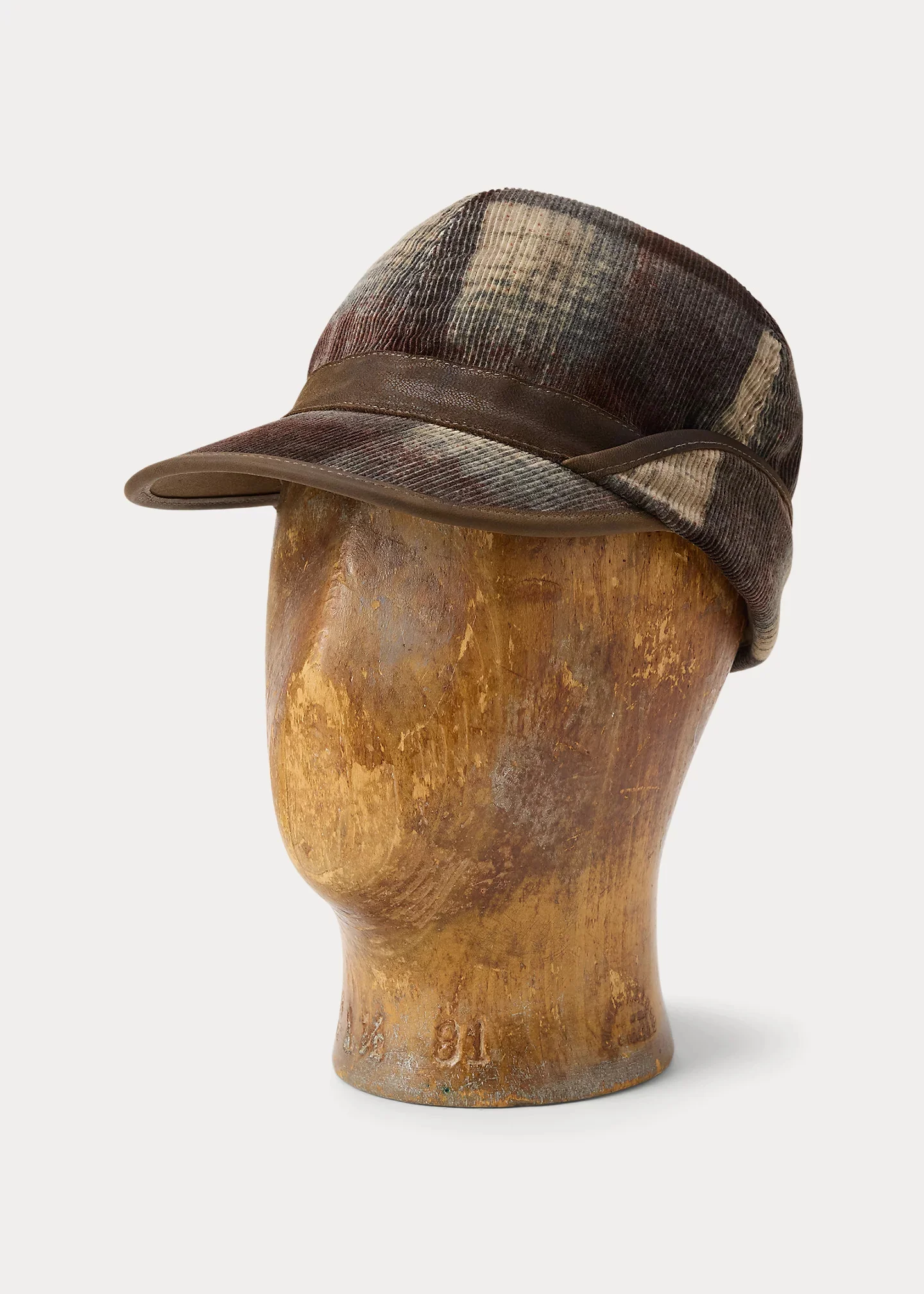Plaid-Print Corduroy Earflap Cap - 1