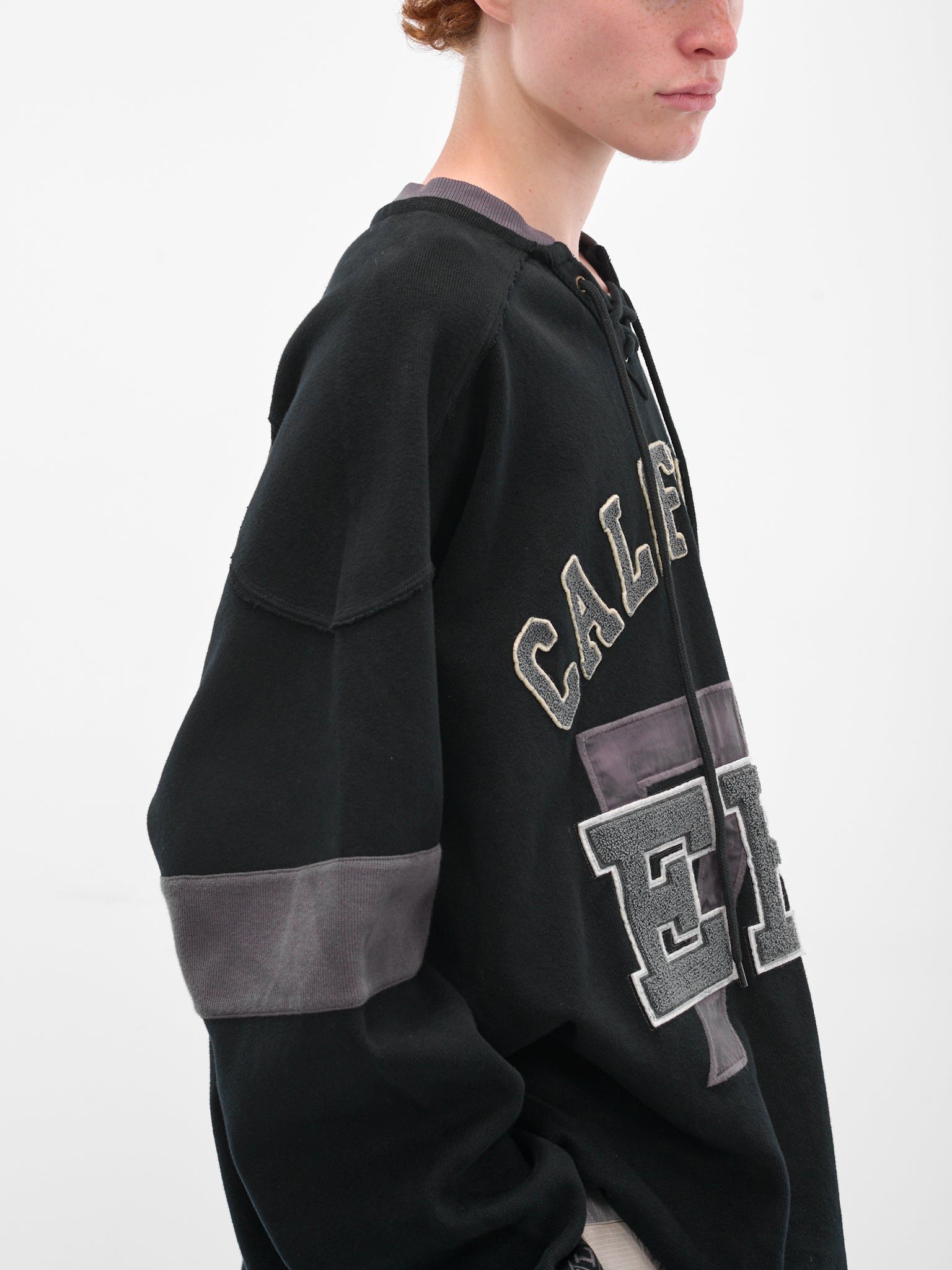 Black Embroidered Hockey Jersey Sweater - 5
