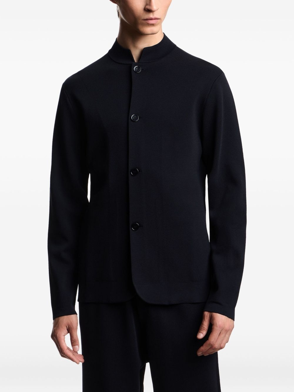 mandarin-collar knitted cardigan - 3