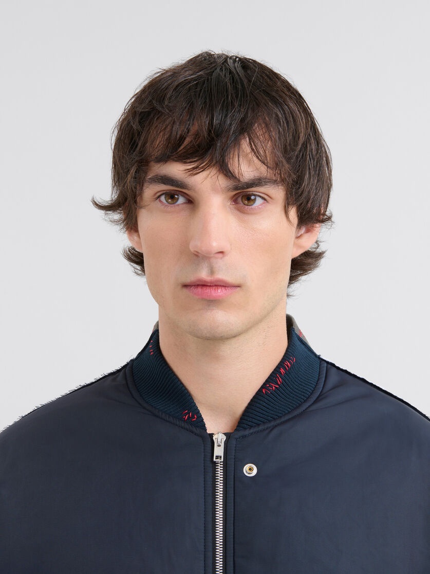 DEEP BLUE TWILL BOMBER JACKET WITH CONTRAST BACK - 4
