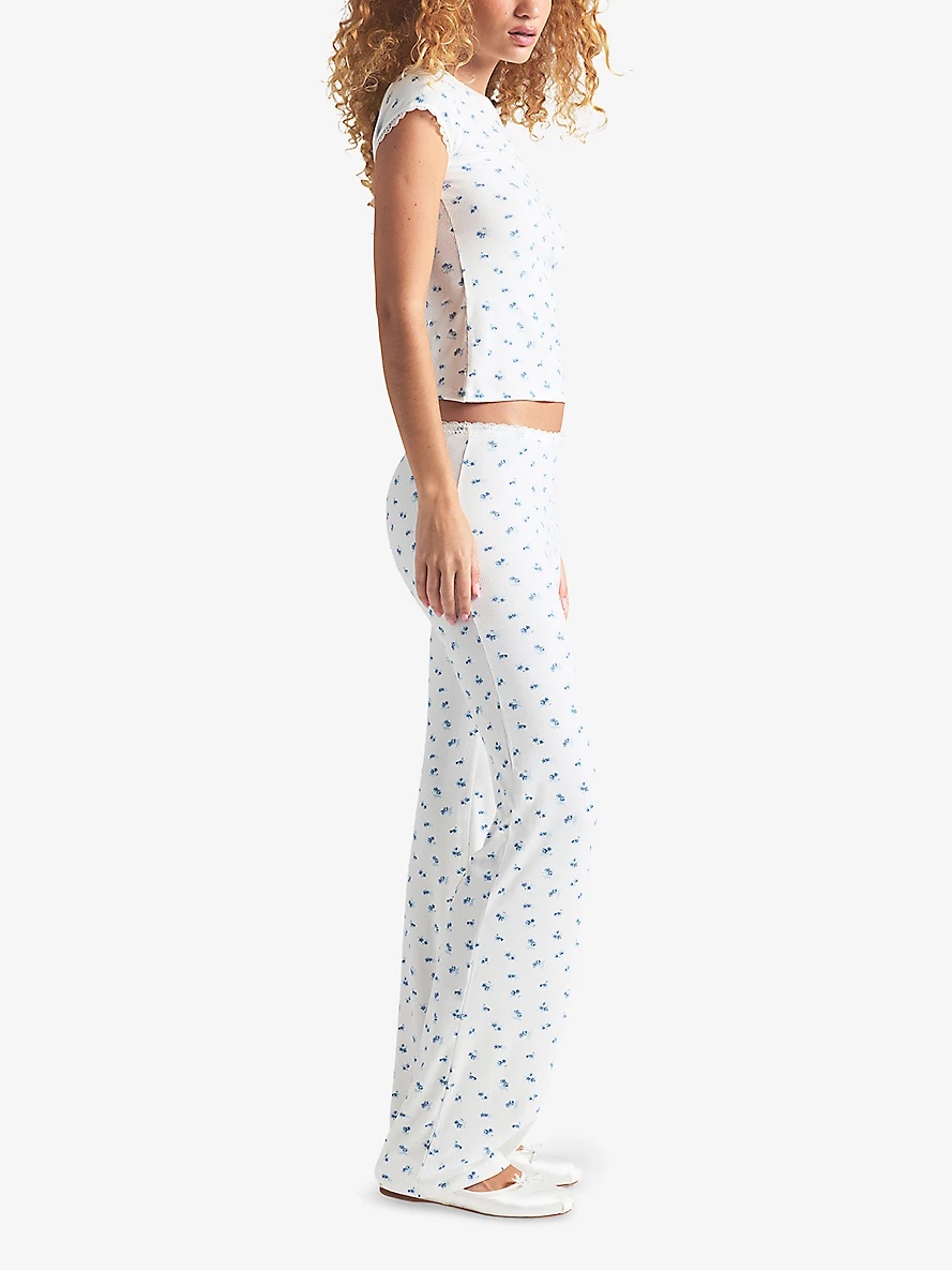 Soft Lounge Lace-Trim Ribbed Stretch-Modal Trousers - 2