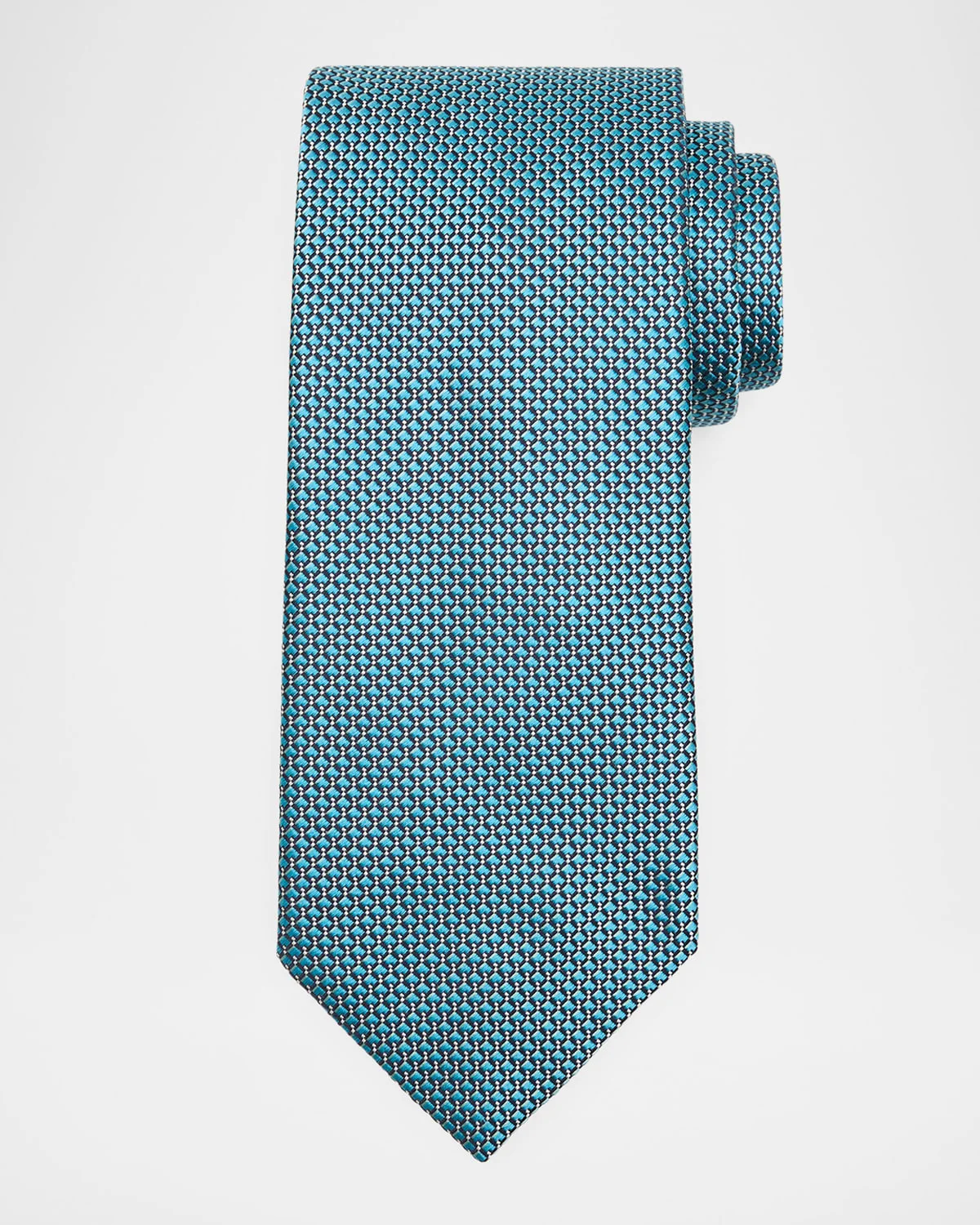 Men & apos;s Micro-Geometric Square Jacquard Silk Tie - 1