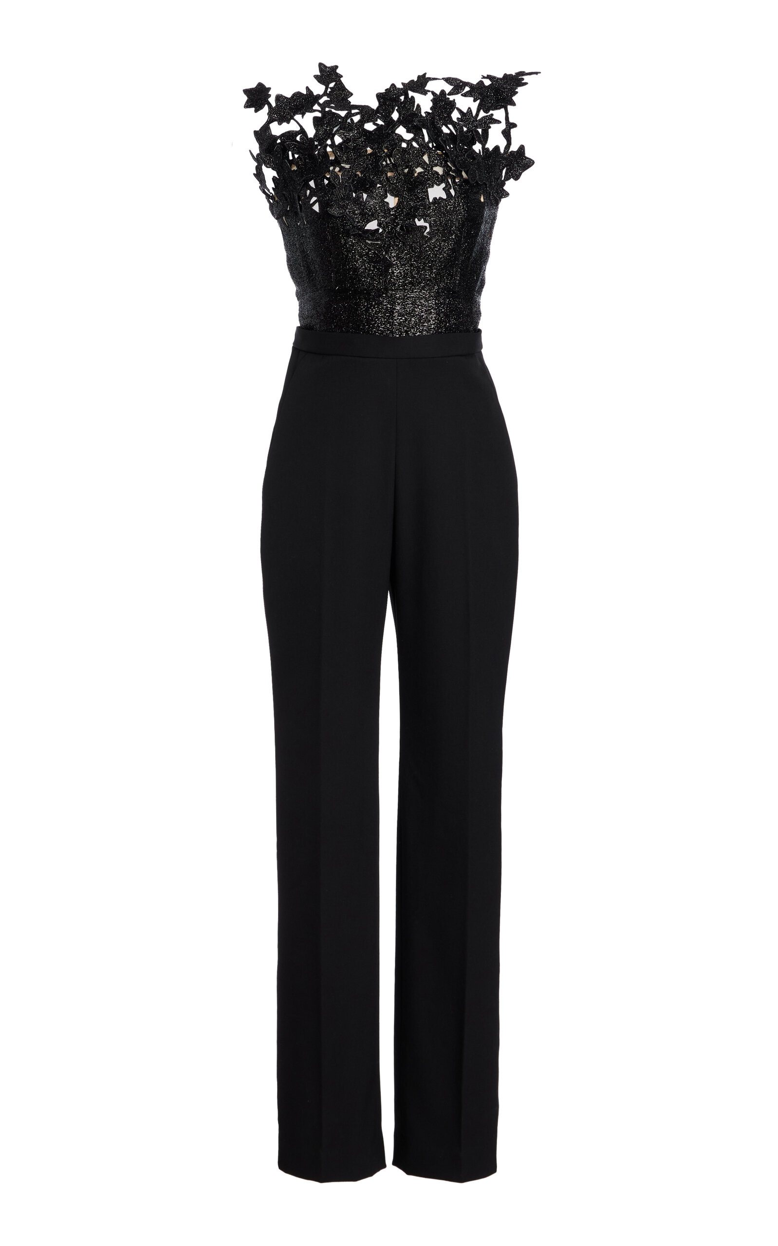 Embroidered Silk Jumpsuit black - 1