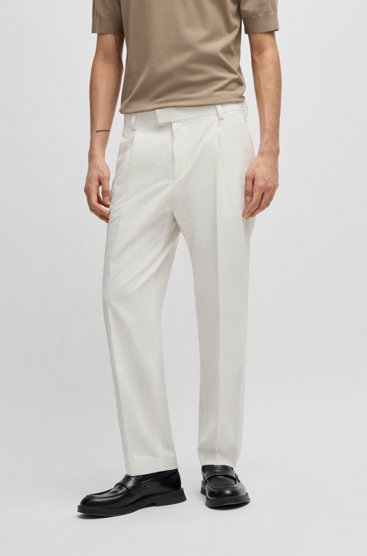 SLIM-FIT TROUSERS IN SEERSUCKER - 2
