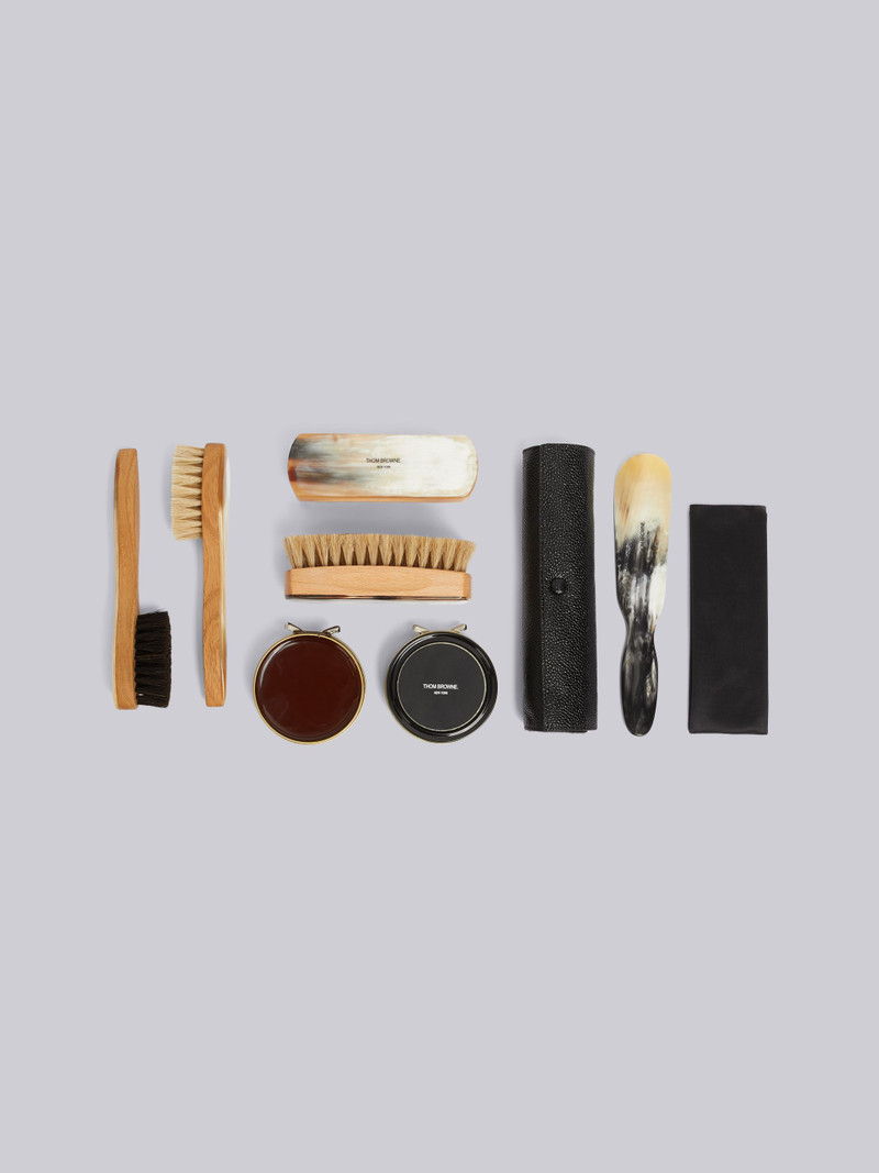 Thom Browne Black Pebbled Shoe Shine Kit outlook