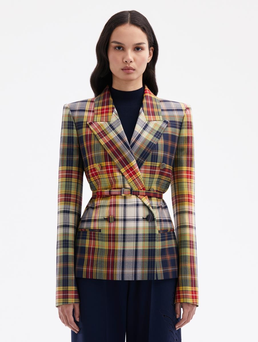 DOUBLE BREASTED PLAID JACKET - 1