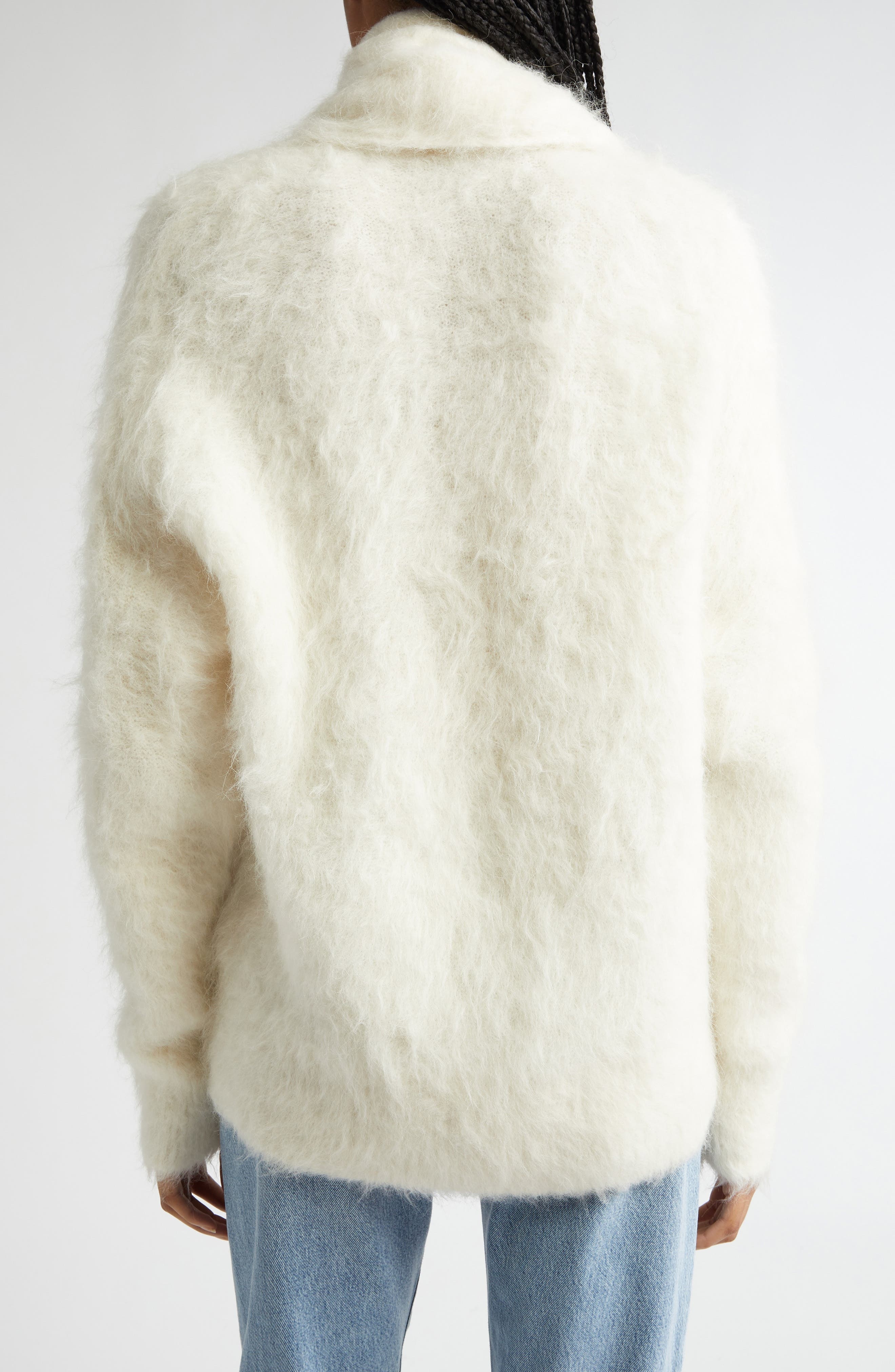 TOTEME Draped Scarf Alpaca Blend Funnel Neck Sweater in Ivory at Nordstrom - 3