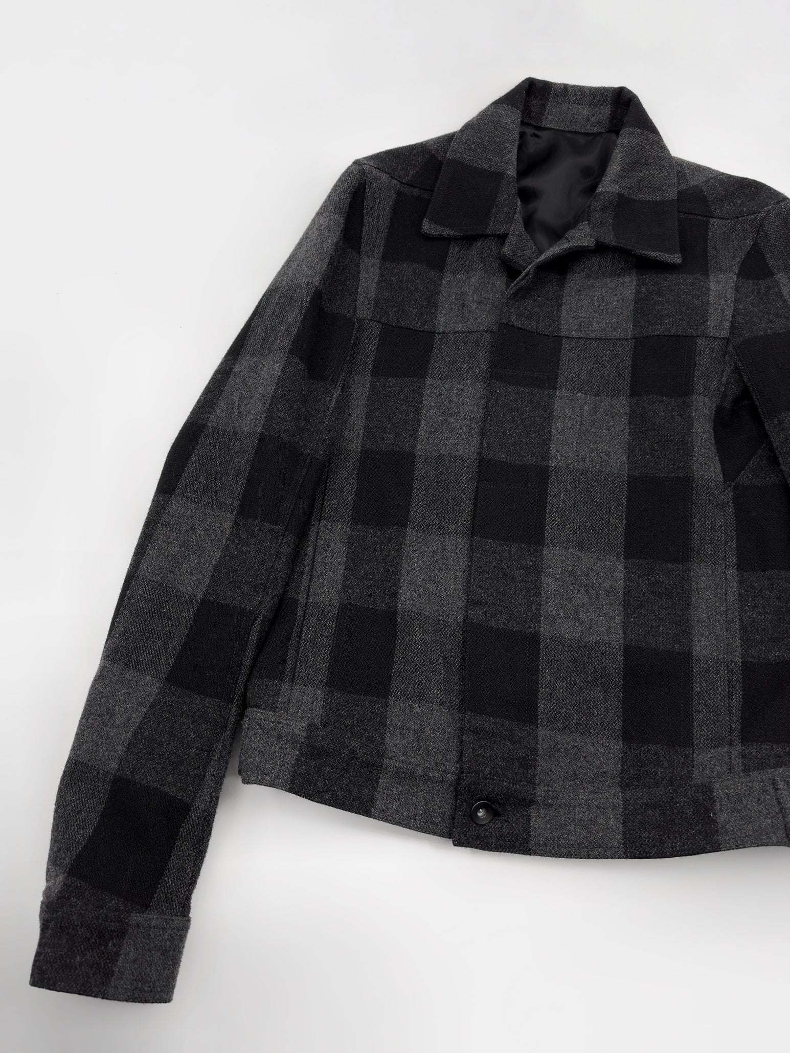 Rick Owens Fall 2016 Mainline Mastodon Checkered Plaid Wool Sample Colourway Workers Jacket 46 - 6