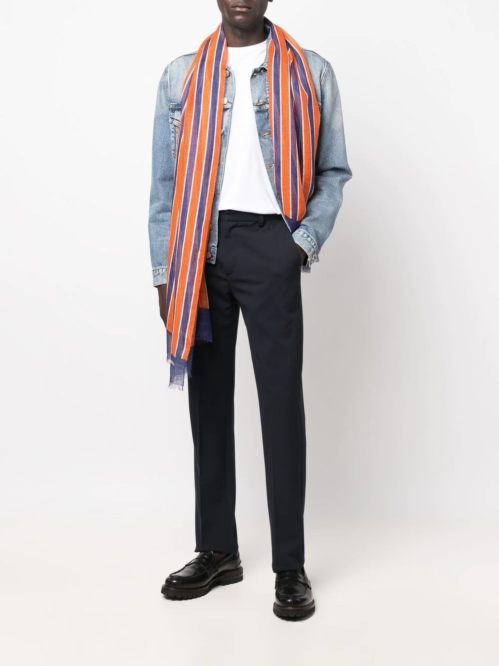 striped linen scarf - 2