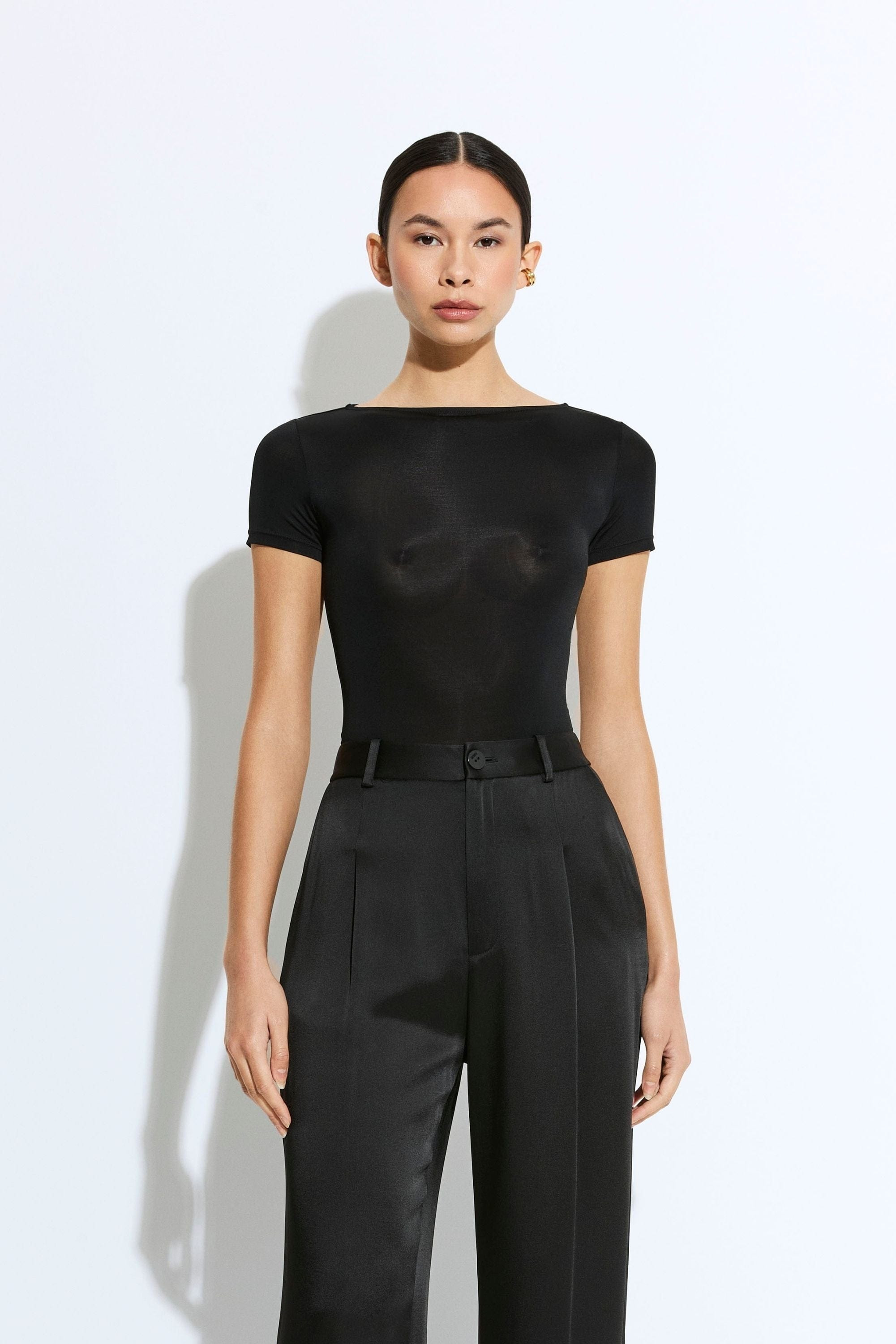 Jersey Short Sleeve Boatneck Bodysuit - 2