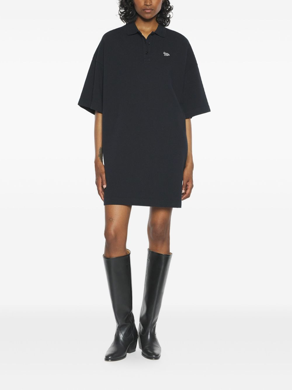 polo-neck cotton mini dress - 3