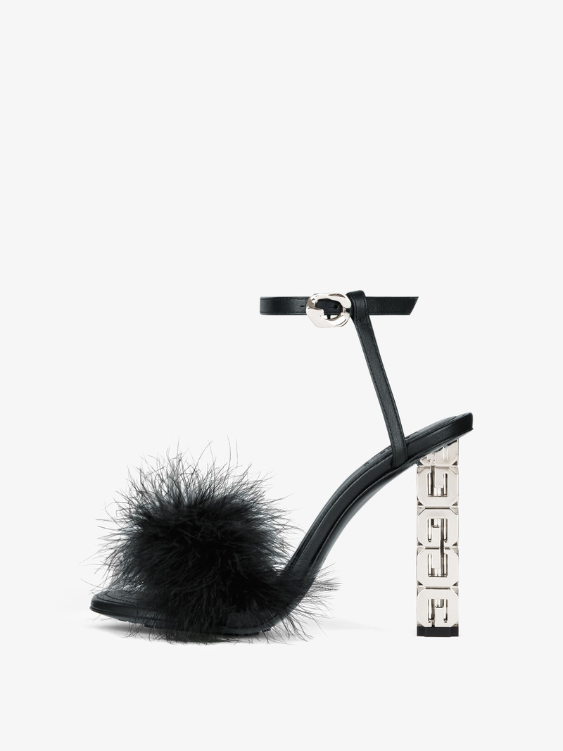 Givenchy G CUBE FEATHER AND LEATHER SANDALS outlook