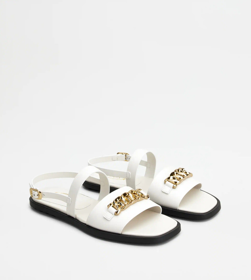 Tod's SANDALS IN LEATHER - WHITE outlook