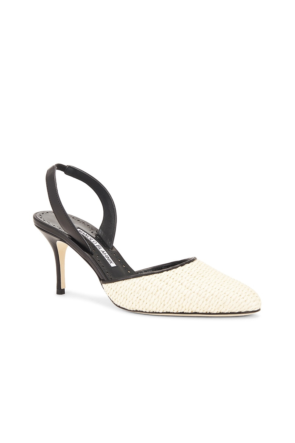 Manolo Blahnik Casam 70 Raffia Pump | forward | REVERSIBLE
