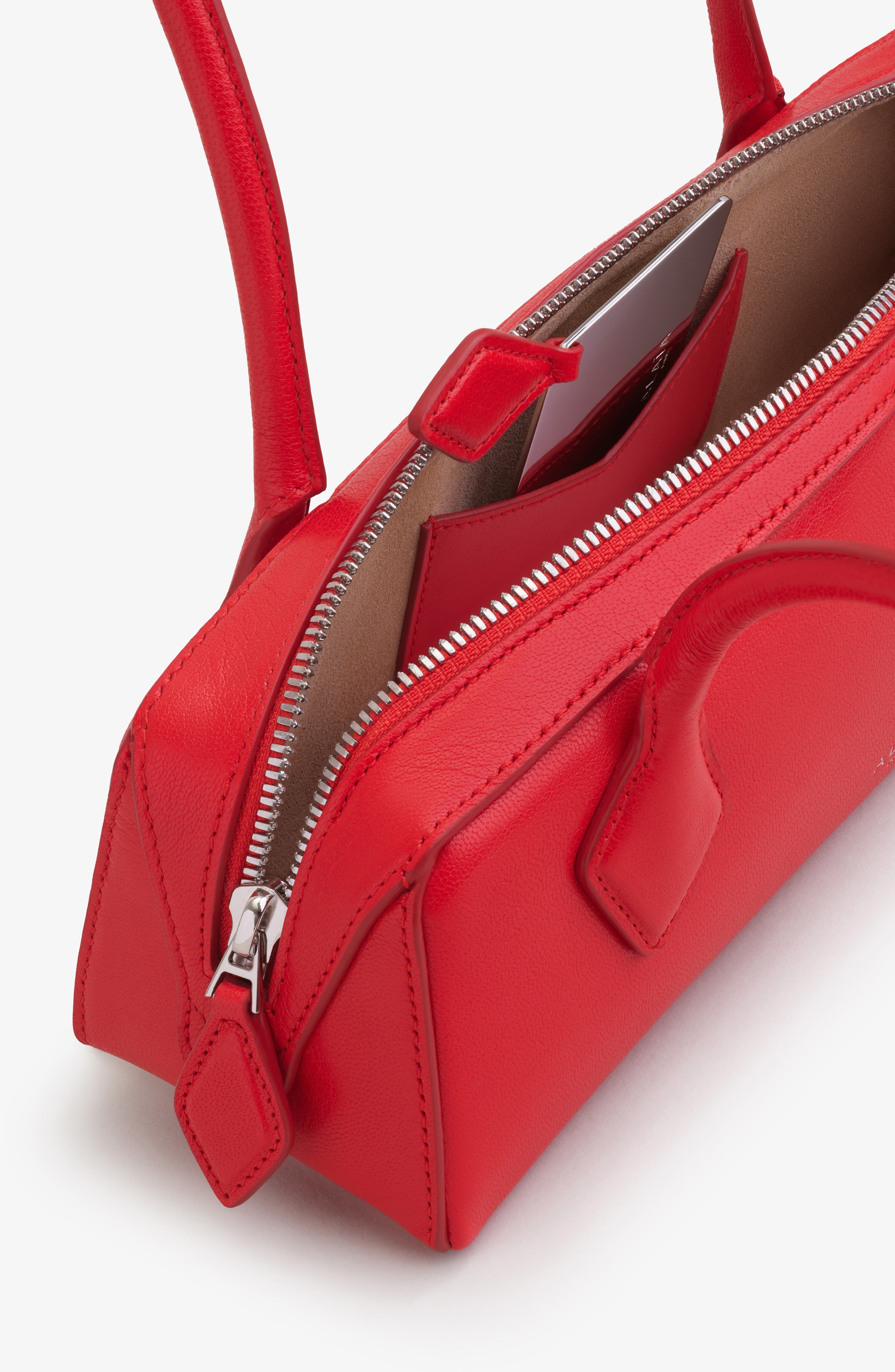 Alaïa Small Le Teckel Leather East/West Shoulder Bag in Rouge Vif at Nordstrom - 3