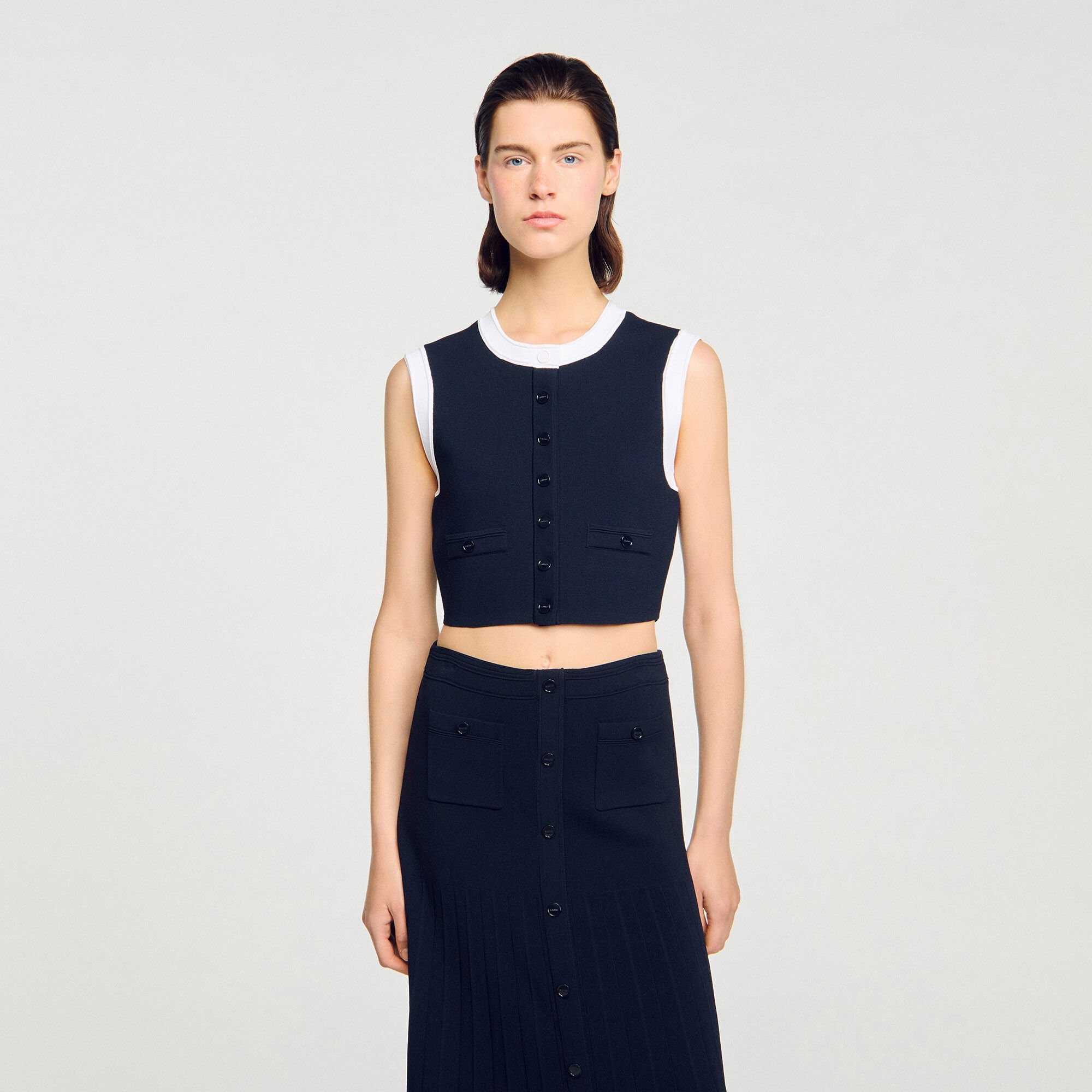 TWO-TONE CROPPED CARDIGAN - 4
