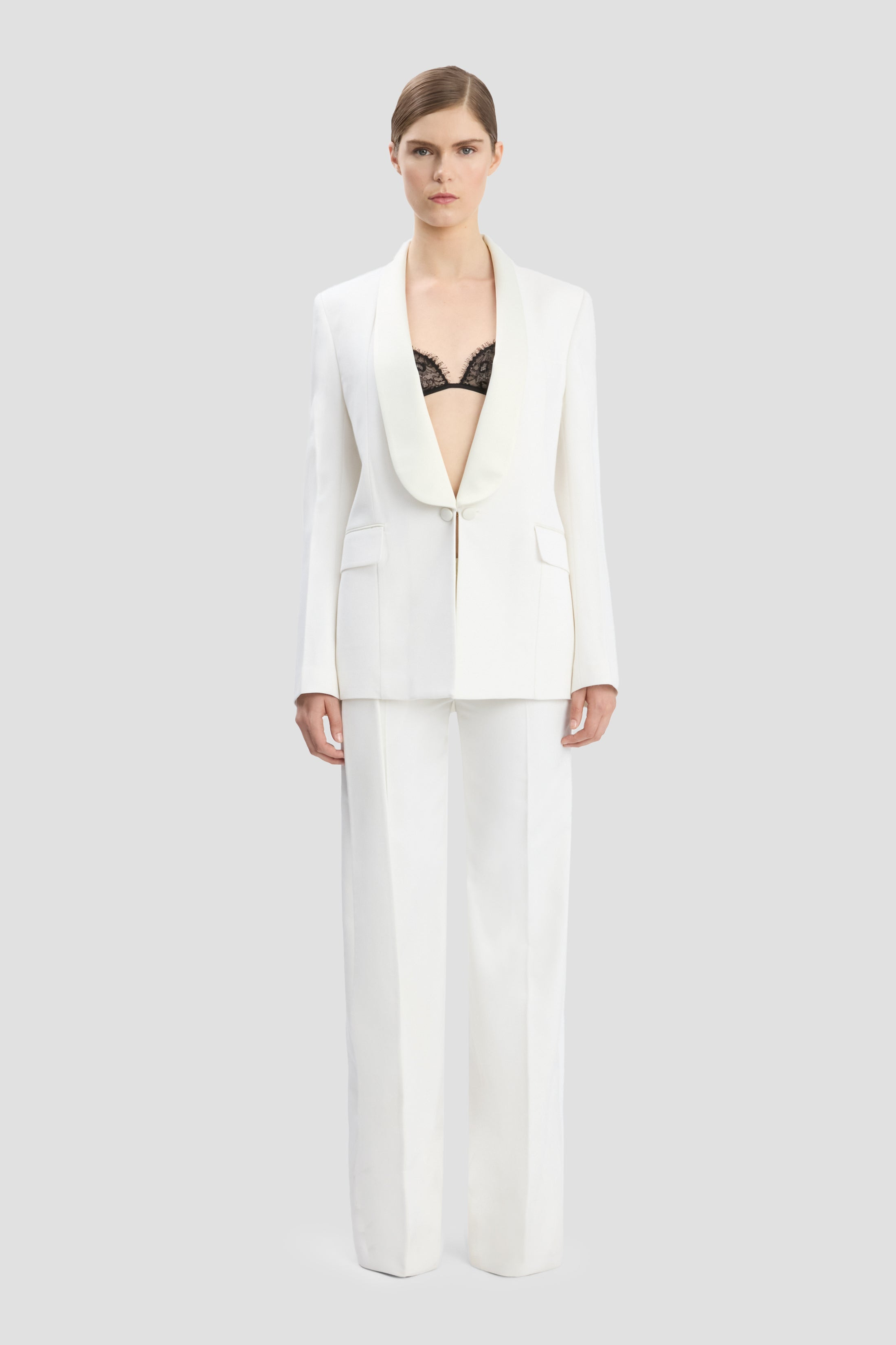Shawl Collar Tux Jacket In Ivory - 2