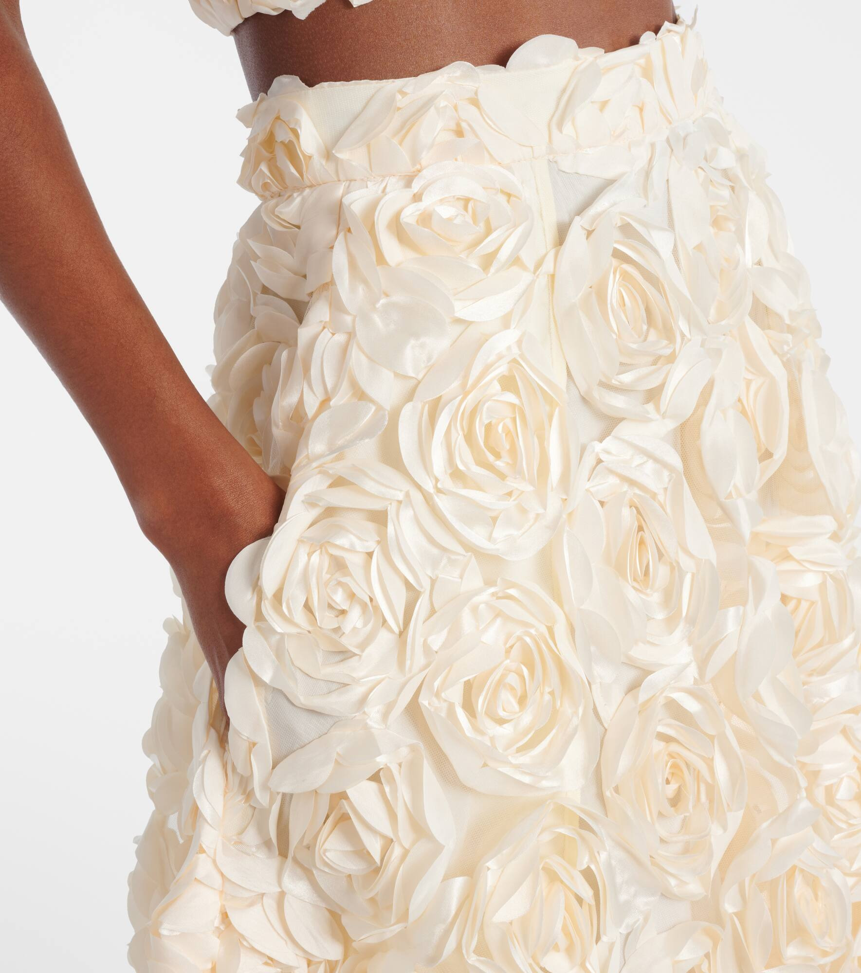 Floral-appliqué midi skirt - 4