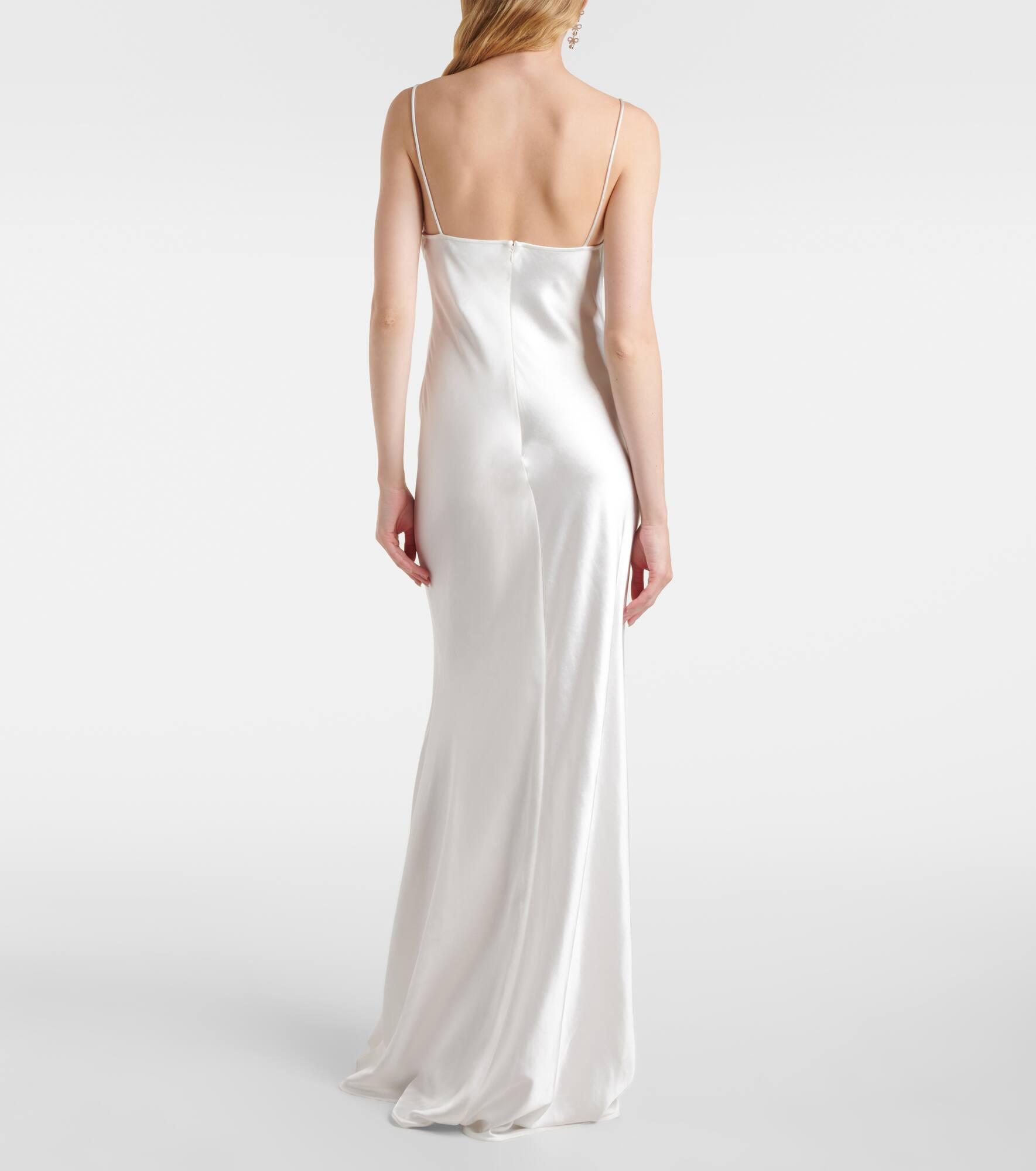 Lace-trimmed satin maxi dress - 3