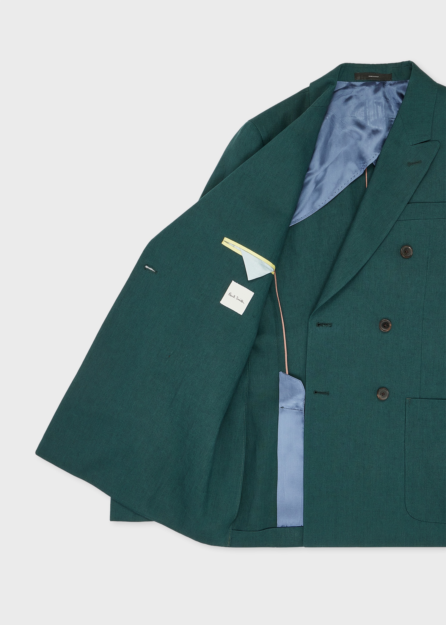 Dark Green Linen Double Breasted Blazer - 4